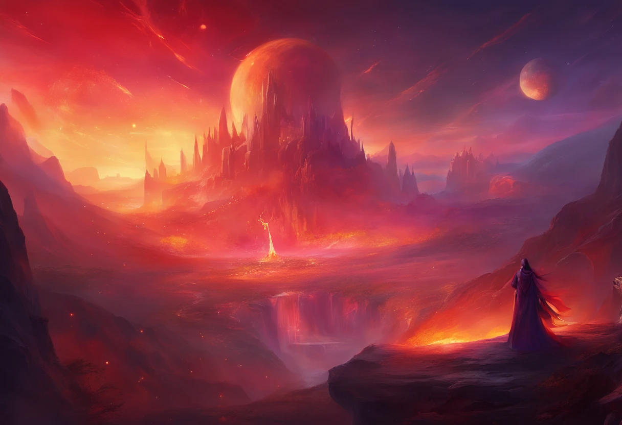 Crimson Riot, glowing orbs, never knows best, burning, darkness, night, best quality, masterpiece