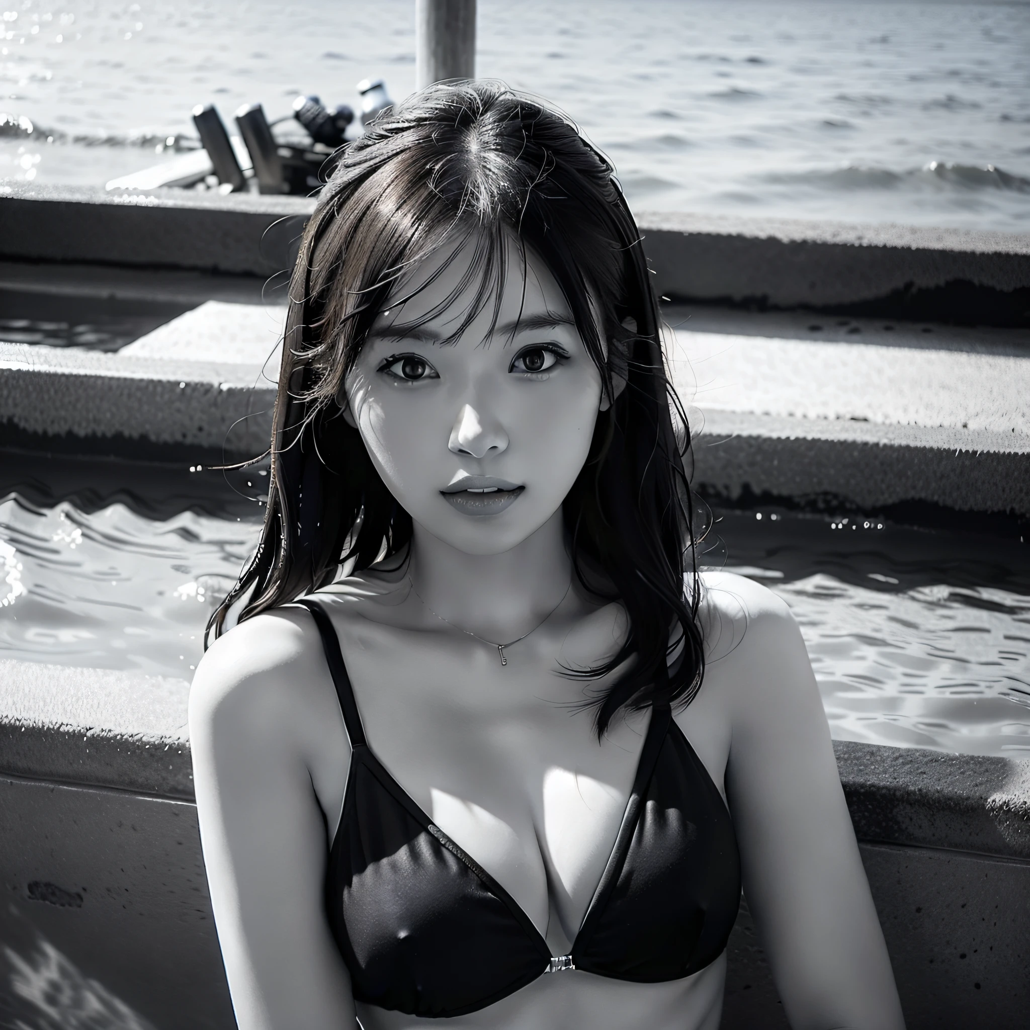 Photorealistic,Realistic,Photography,masutepiece,Best Quality,Ultra-detailed,2girl with,the beach、swim wears