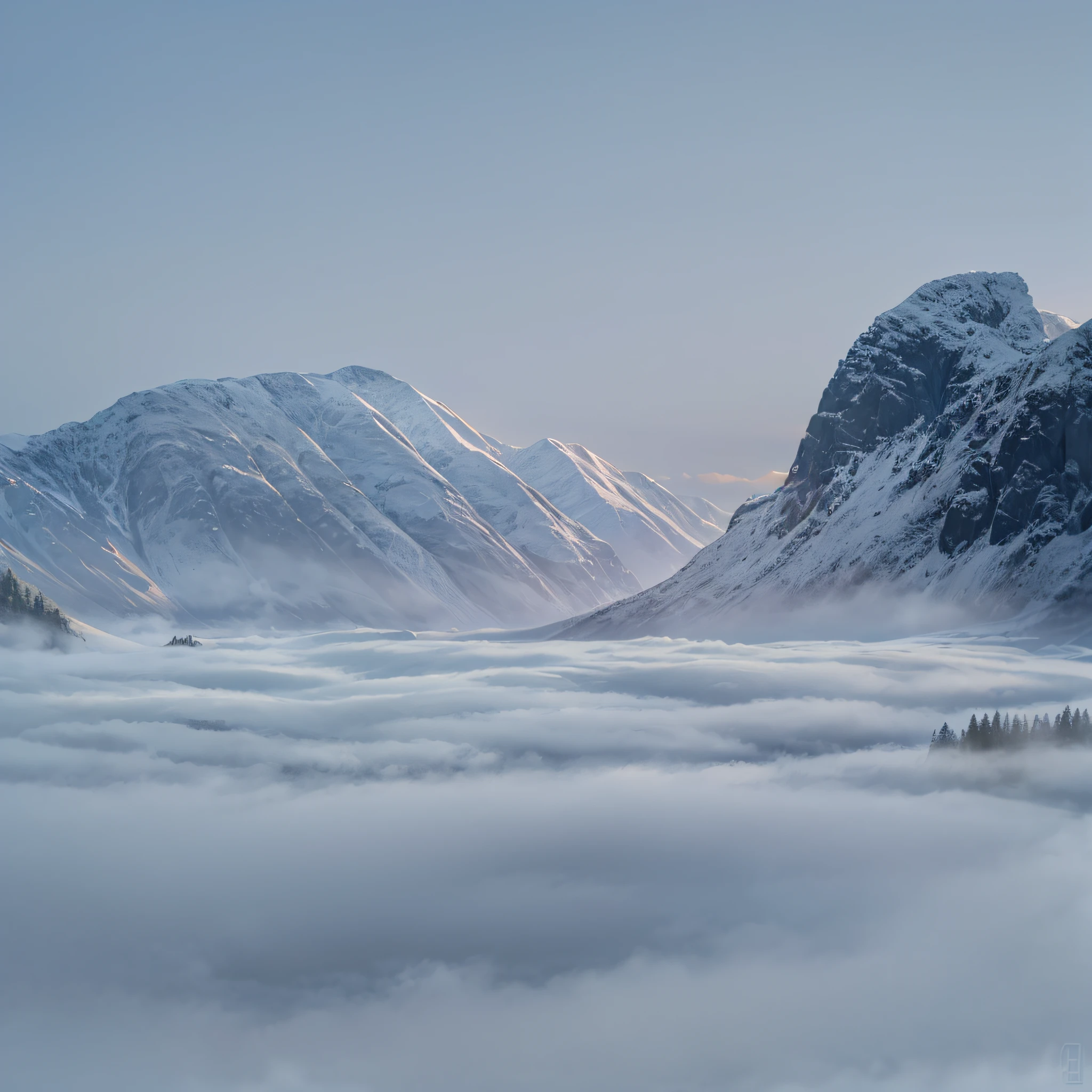 Norwegische Landschaft, Berge Nebel,