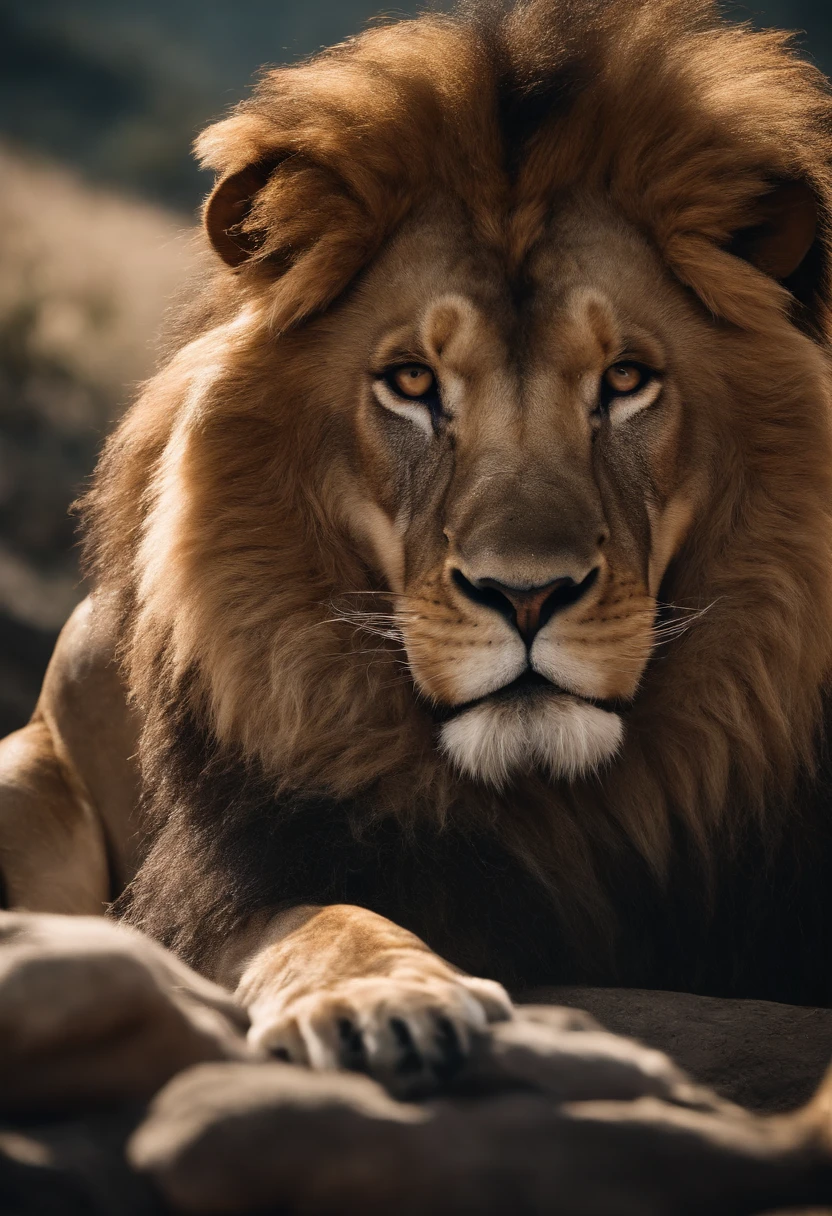Strong built man battle with a natural high quality male lion