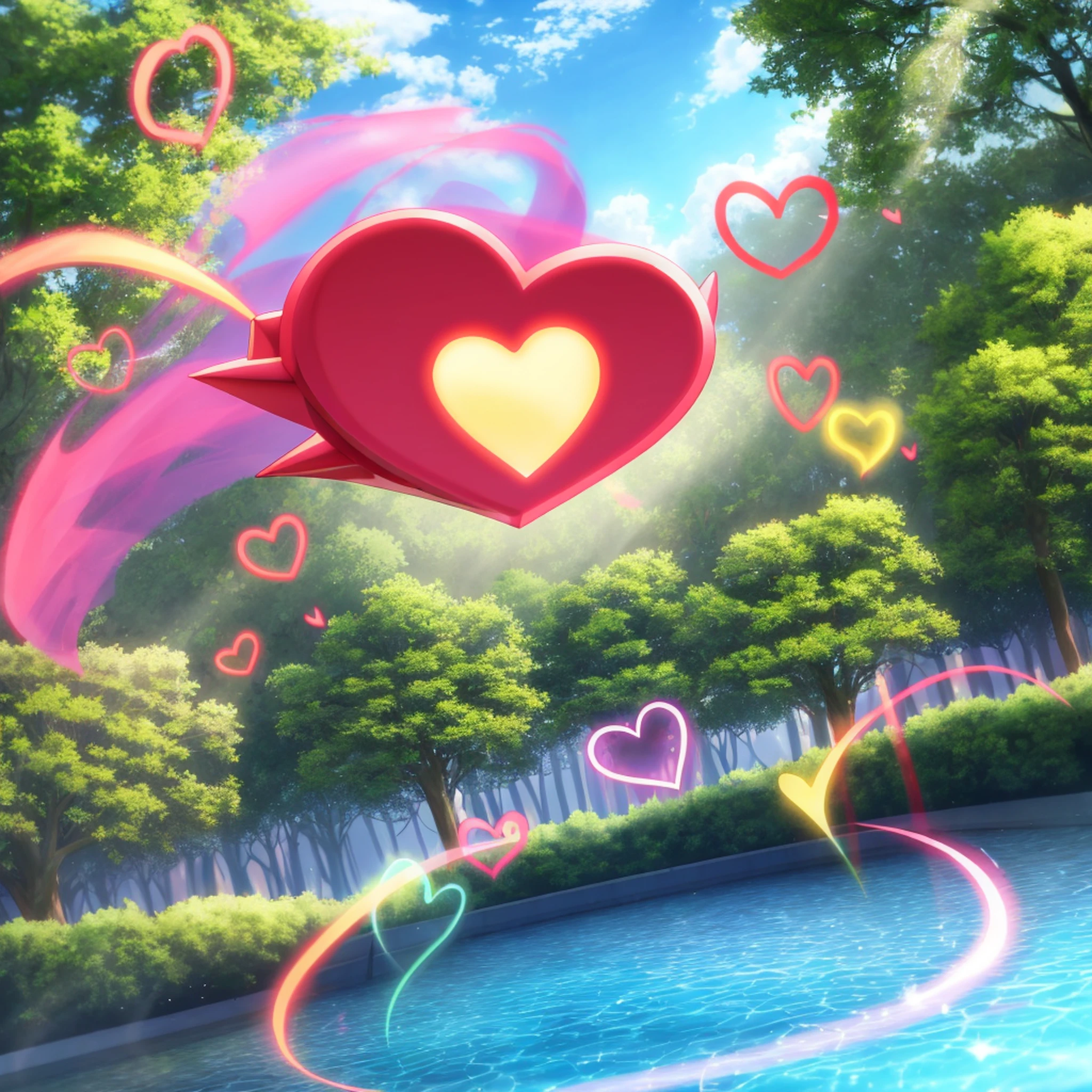 scenecy,ln a floresta,Design simplista,heart of love,Skysky,nuvem,8K animation-level detail,vibe rosa,SakuraNS,pena