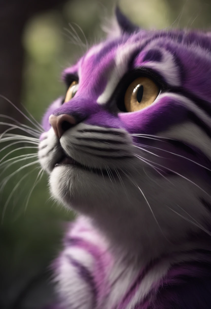 Cheshire cat with pink and purple stripes from Alice in wonderland. Generative AI 4k