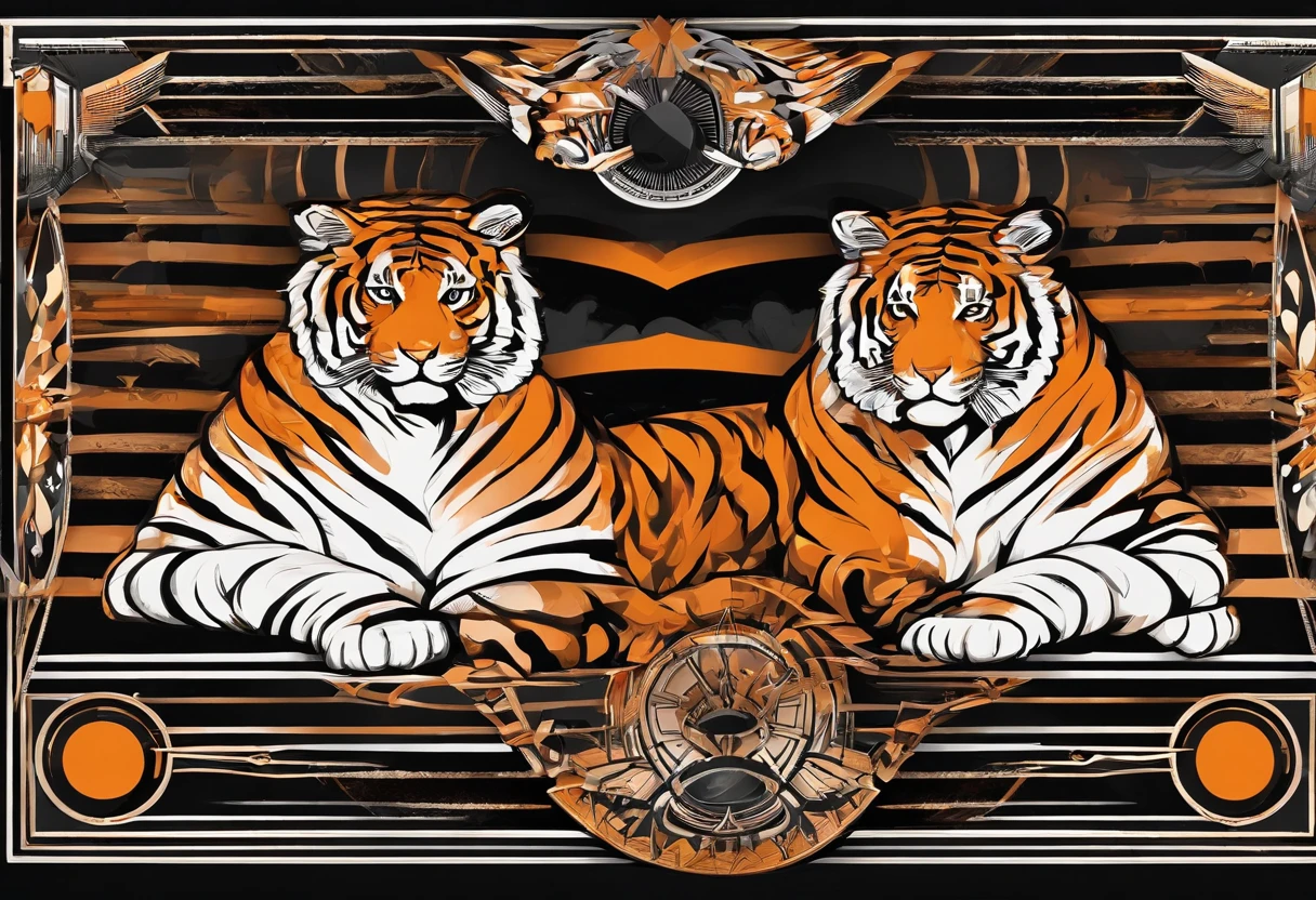 Maelstrom, tiger, orange black and white, a maelstrom of tigers, ebony night, best quality, masterpiece
