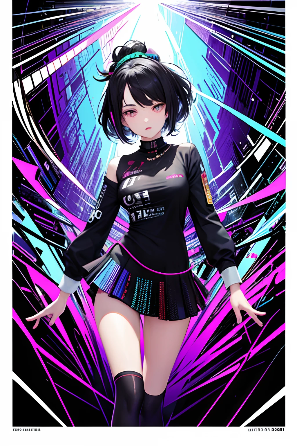 (masterpiece, top quality, best quality, official art, beautiful and aesthetic:1.2), 1girl, glitch art, (digital distortion), pixelated fragments, data corruption,colorful noise, visual chaos,contemporary aesthetics