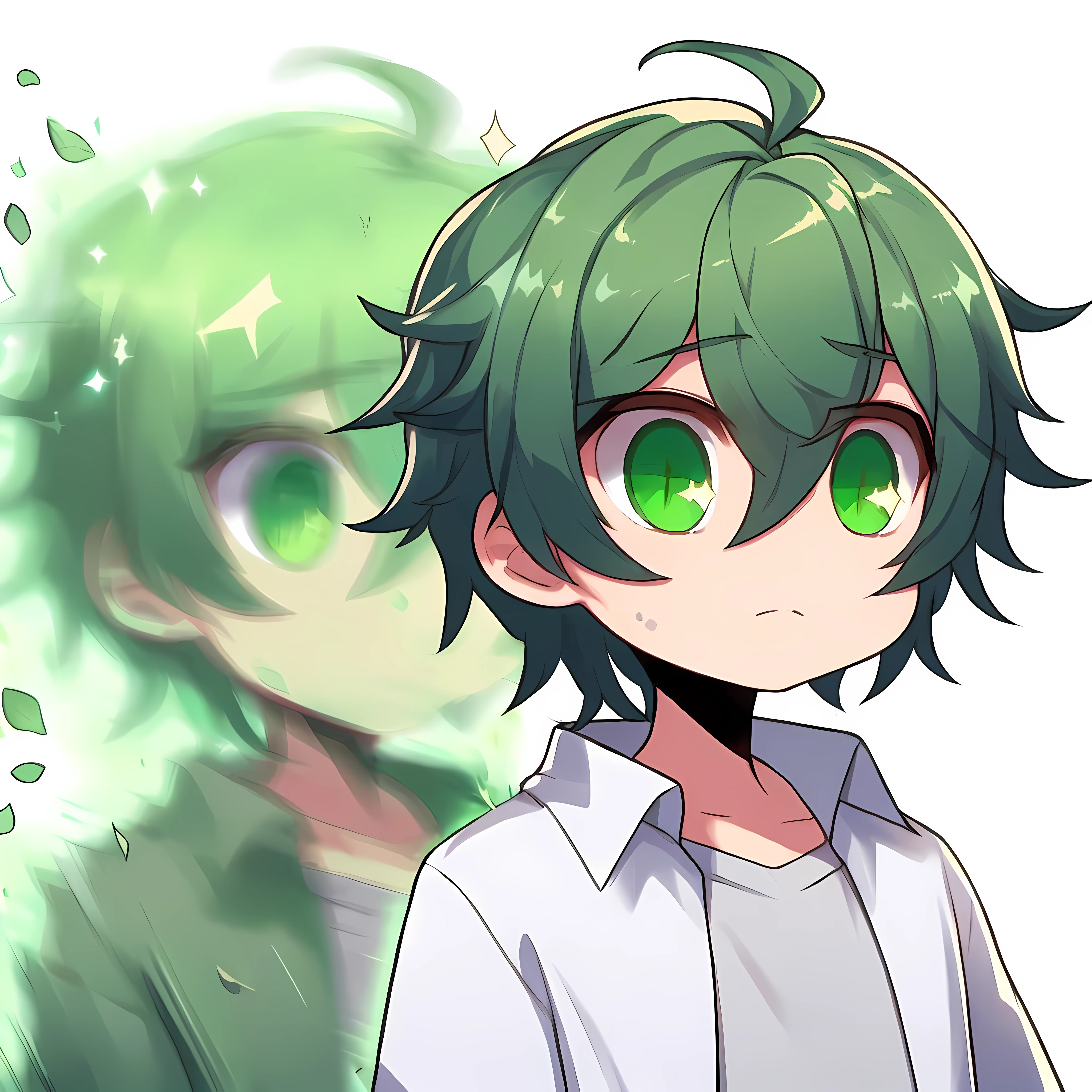 ****** anime com olhos verdes e cabelo verde e uma camisa branca, anime moe artstyle, arte anime de alta qualidade, Demon Slayer rui fanart, em estilo anime, estilo de arte anime, Tatsumaki com cabelo cacheado verde, Tatsumaki, Nagito Komaeda, anime estilizado, 2 d estilo anime, em estilo anime, Epic anime style