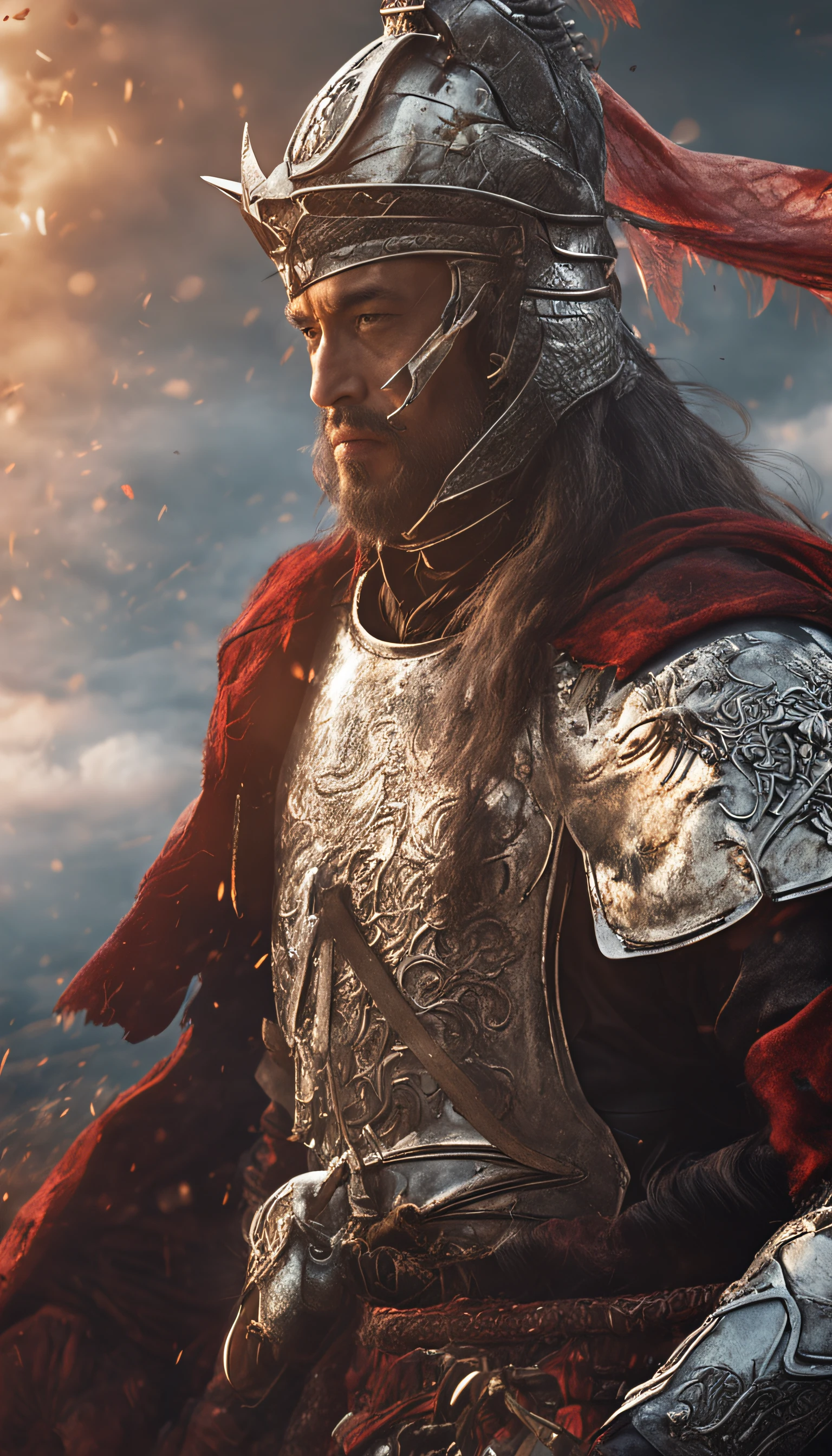 in a panoramic view,magic realism, anime big breast,Masterpiece, hyper HD, Super detail, High details, Best quality, A high resolution, A high resolution, Award-Awarded, Award-Awarded, Anatomically correct, 8K,),(Portrait of a noble knight:1.5,Dignified),(A man on horseback:1.5,Sword in hand, poster art inspired by Kanō Hōgai, trending on pixabay, Renaissance, Solomon Kane, As Solomon Kane, the third horseman, samurai movie poster, Wuxia, horse warrior, Tim BradStreet, vampire hunter d, Horseman of Apocalypse, genghis khan, arabian samurai)