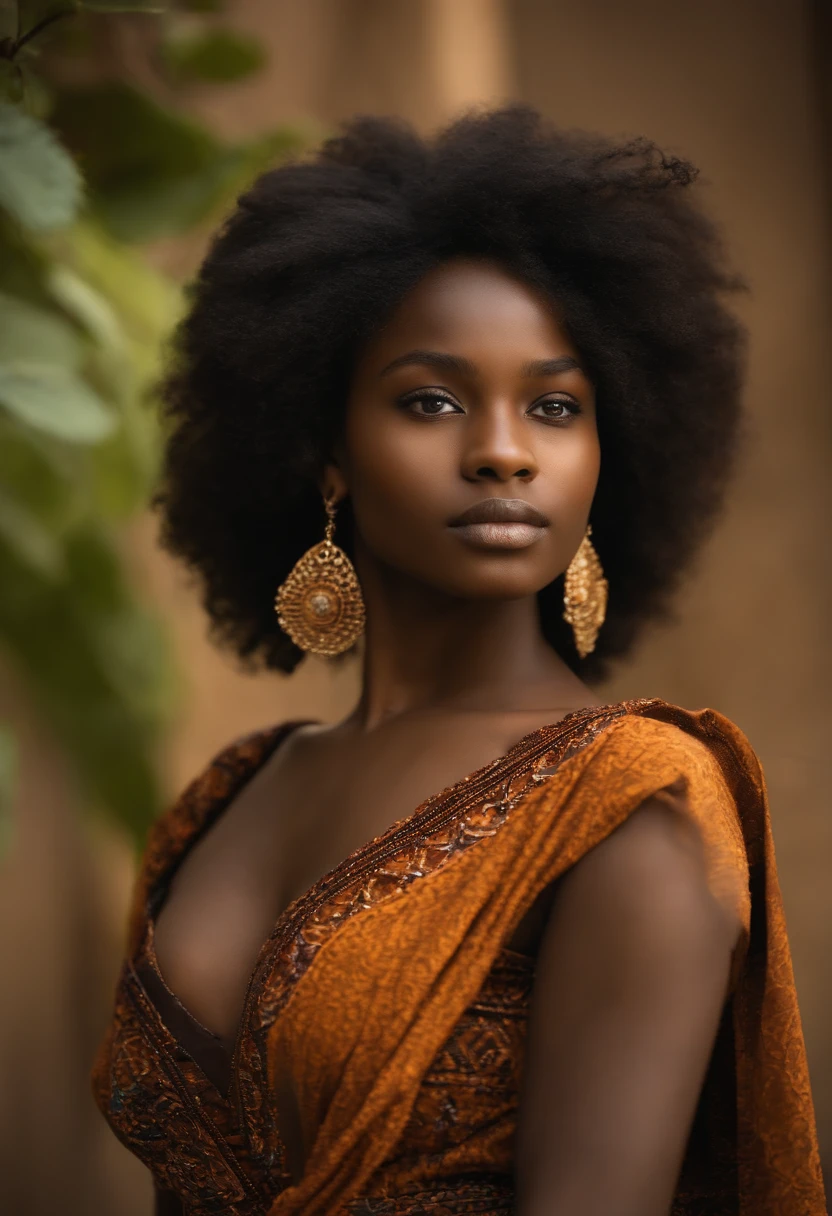 fille, africain, noir, les yeux marron, cheveux longs, to 19 years ,porter une belle robe ,Definition of the objective, corps entier, sans maquillage, very beautiful girl.