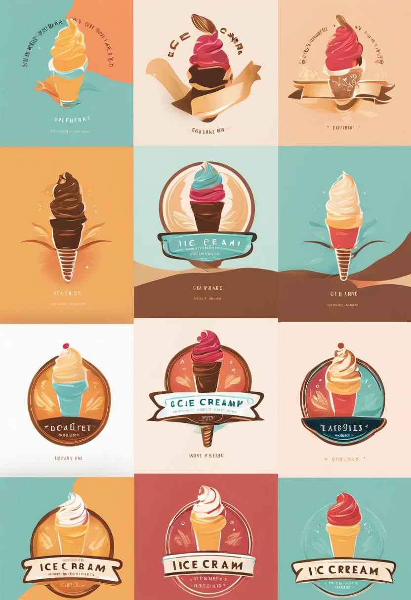 Innovative, simplified, modern and creative logo for ice cream shop