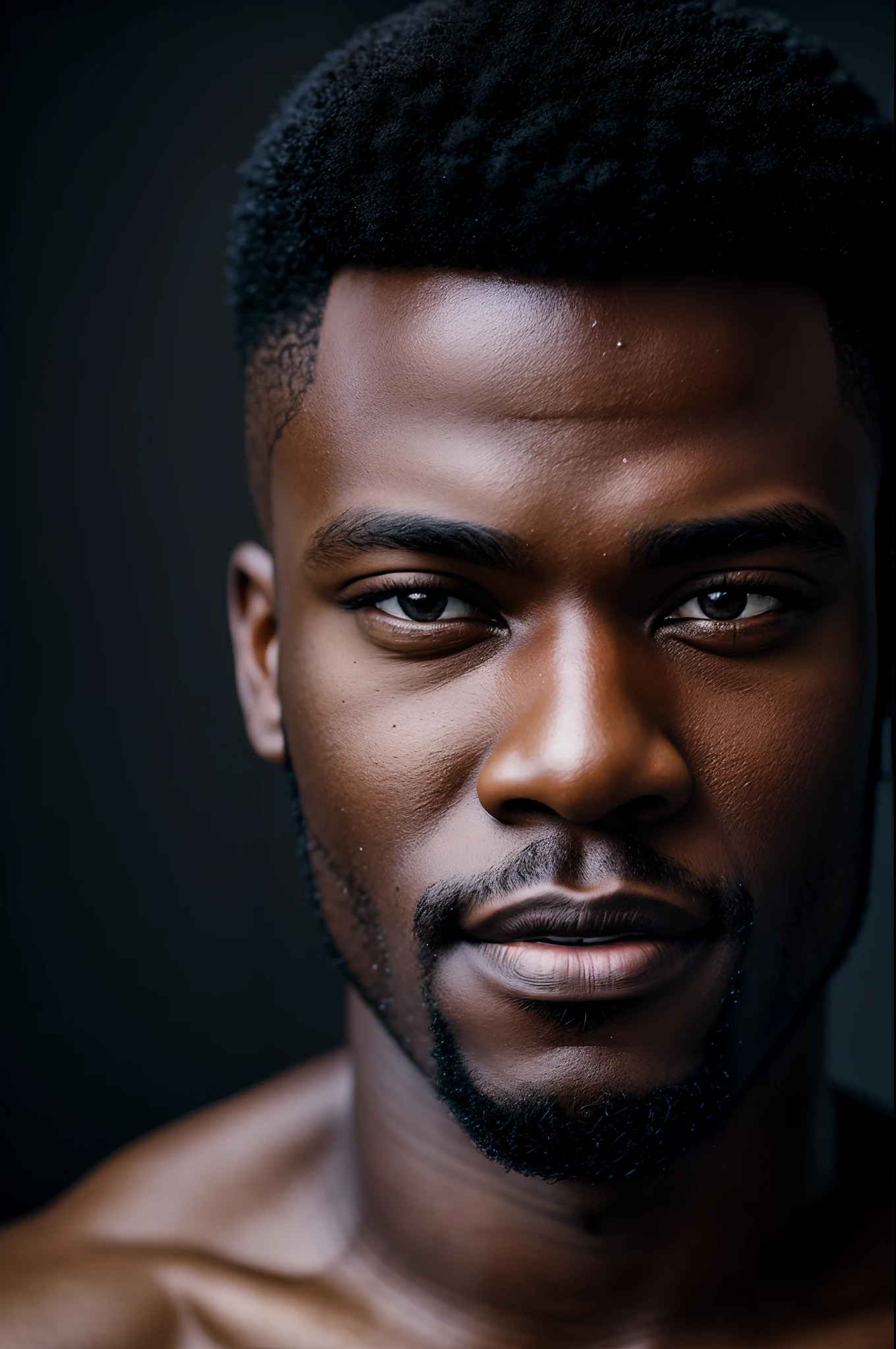 (close-up, editorial photograph of a 21 year old black man), (highly detailed face:1.4) (smile:0.7) (background inside dark, moody, private study:1.3), smiling,POV, by lee jeffries, nikon d850, film stock photograph ,4 kodak portra 400 ,camera f1.6 lens ,rich colors ,hyper realistic ,lifelike texture, dramatic lighting , cinestill 800,