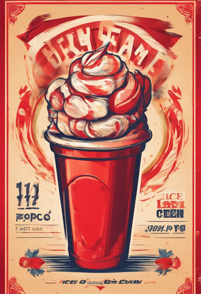 fast-food logo, red colors, ice cream theme, name pop's