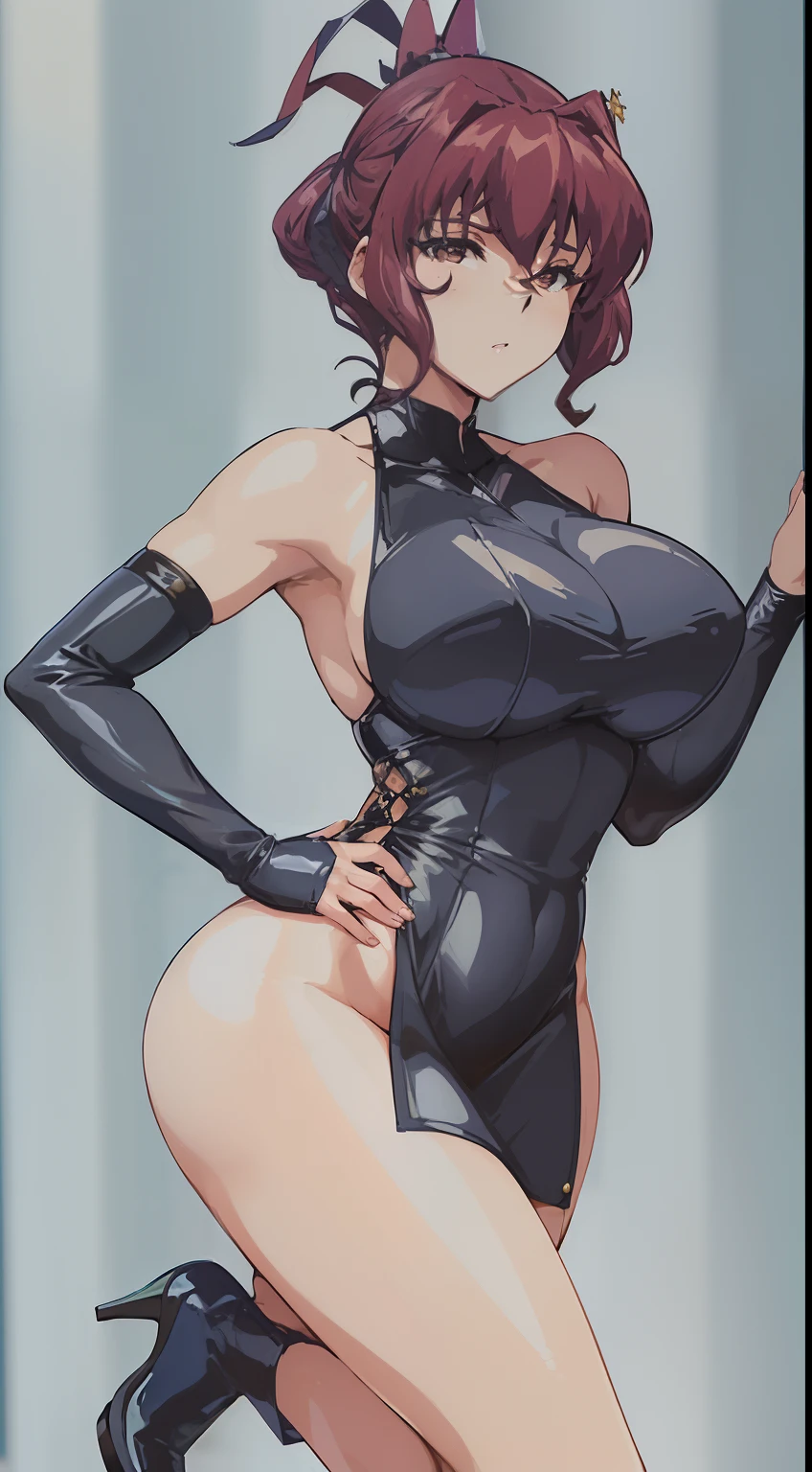 (Obra maestra, La mejor calidad:1.4), (high-heeled:1.3), Aiko Katsuragi, (Toma de cuerpo completo:1.05), hembra madura, Milf, curva, 1girl, solamente, Cara de Anime, En pie, pose sexy,tight sexy dress, mini skirt,