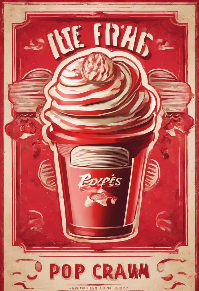 fast-food logo, red colors, ice cream theme, name pop's