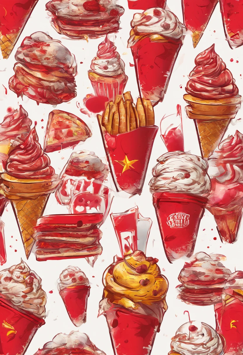 fast-food logo, red colors, ice cream theme,