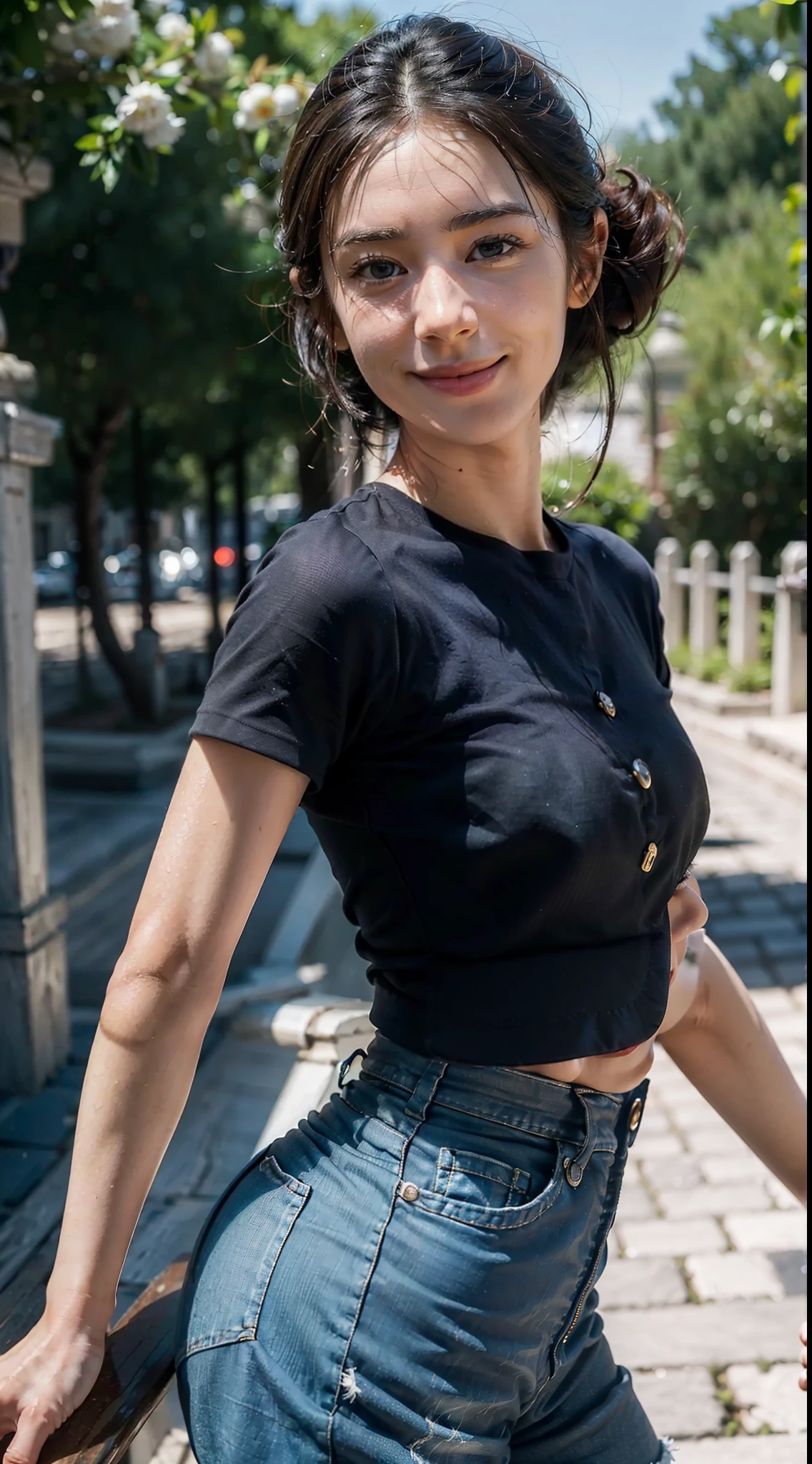 ((Unreal Engine 5)), ((ultra high definition)), ((ultra high resolution)), ((full sharpness)), ((maximum quality)), ((Cinematic)), ((8k)), ((Olive Oyl from Popeye cartoon)), ((identical to the cartoon)), ((totally the same as the cartoon)), ((typical face)), ((very slim)), ((alone)), ((full body)), ((ultra detailed face)), ((ultra detailed eyes)), ((ultra realist eyes)), ((ultra detailed irises)), ((perfect body)), ((ultra delicate hands)), ((ultra detailed hands)), ((ultra detailed fingers)), ((natural lighting)), ((front view)), ((happy smile)), ((smooth skin)), ((totally ultra realistic)), ((repeat the same face)), ((always the same face)), ((repeat always the same face)), ((always the same body)), ((always the same proportions)), ((always the same clothes)), ((wearing the same clothes as in the cartoon)), ((looking at the camera)), (((in popeye's world)))