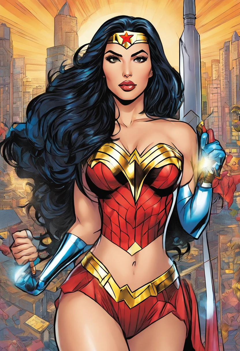 Kim Kardashian as Wonder Woman, tight leotard, ass