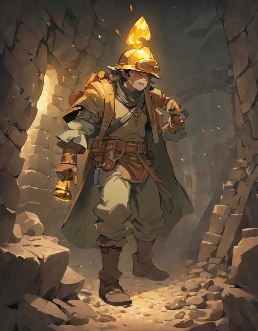 (a minerador, um mineiro com capacete e botas resistentes,)medieval, (a miner with pickaxe and mining tools,)paredes de pedra detalhadas, (a dark and mysterious underground mine,)tochas mal iluminadas, (um mineiro com uma lanterna,)dark and narrow mining tunnels, (um mineiro coletando minerais preciosos,)Shadows dancing on the walls, (um mineiro coberto de sujeira e suor,)dust particles floating in the air, (Um Minerador em busca de tesouros escondidos,)luz de velas piscando, (um mineiro vestindo um avental de couro robusto,)Runas antigas esculpidas nas paredes, (a miner with a tired expression, mas determinada,)atmosfera sinistra, (um minerador carregando um saco cheio de pedras preciosas,)impending statues of demons, (a miner equipped with a sturdy helmet and goggles,)ecoando o som de picaretas batendo nas rochas, (a miner standing amid piles of rock and ore,)steam rising from hot underground vents. (Detalhes Extras: cristais brilhantes embutidos nas paredes, a mining cart full of stones and precious stones, a miner discovering a hidden underground chamber, um misterioso supervisor de mina observando os mineiros) (melhor qualidade, Altas, ultra-detalhado), medieval, (Realistic:1.37) prompt for Stable Broadcast.