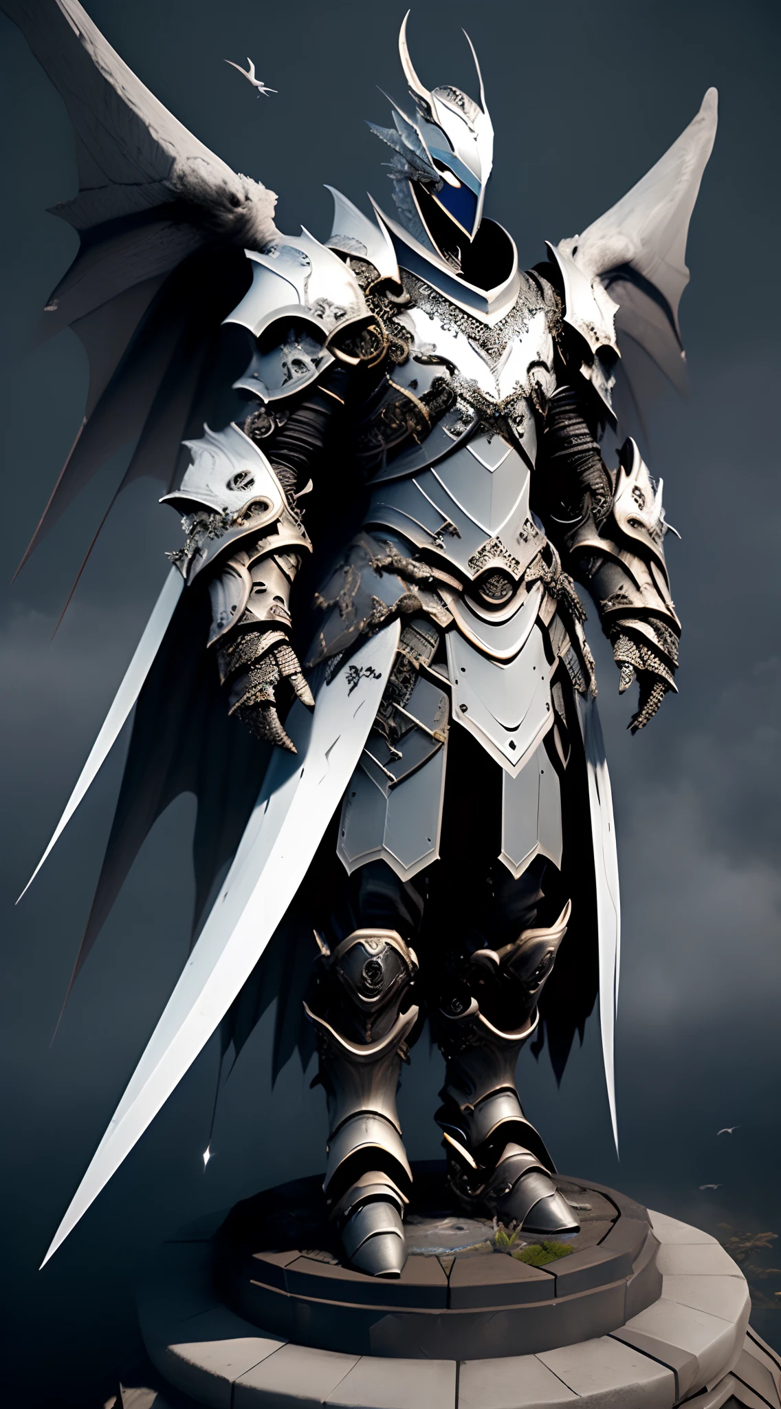 a drawing of a skinny winged creature with a dragon on its back, Armor angle with wing, anthropomorphic raven knight, arcanjo, epic paladin armor, com asas douradas ardentes de chama, phoenix warrior, Armadura Dourada Angelical, Arqueiro alado, epics, Paladino fantasia, Dragon Knight, disco Rigido