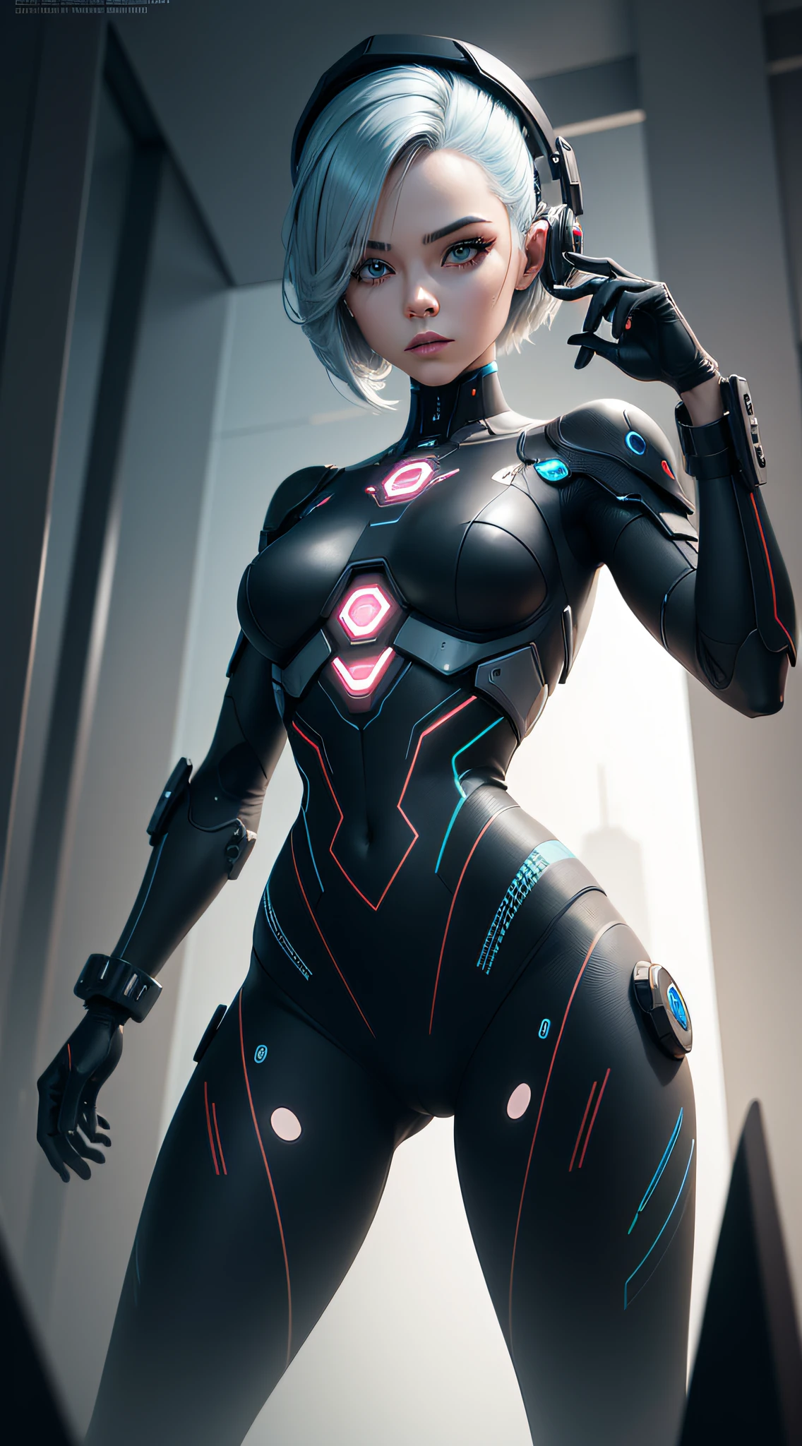 [Androide construindo um Humano], [digital illustation], [Estilo Sci-Fi com toques de surrealismo], [Inspired by artificial intelligence concepts], [ArtStation], [High definition to highlight technological details], [Futuristic color palette with metal tones], [High-tech laboratory lighting], [Macro camera lens to emphasize construction details] [Perspectiva intrigante], [Artistic quality of digital illustration]