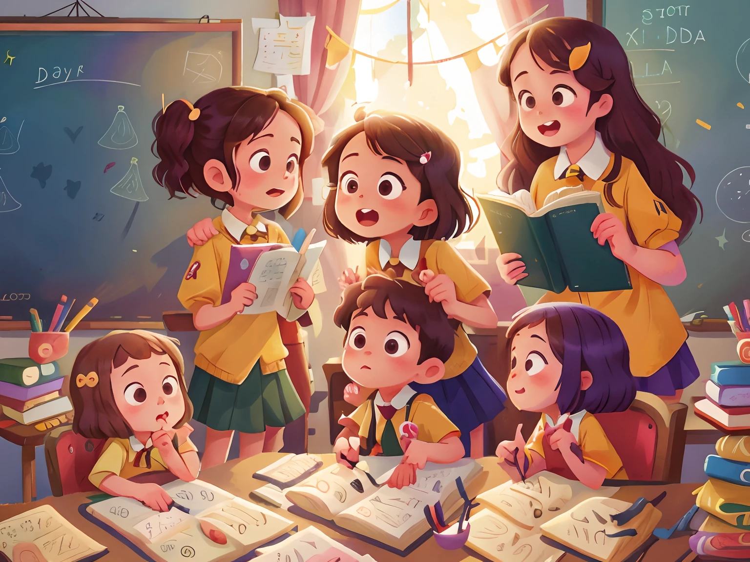 A Day at Rainbow School, The teacher gathered all the children