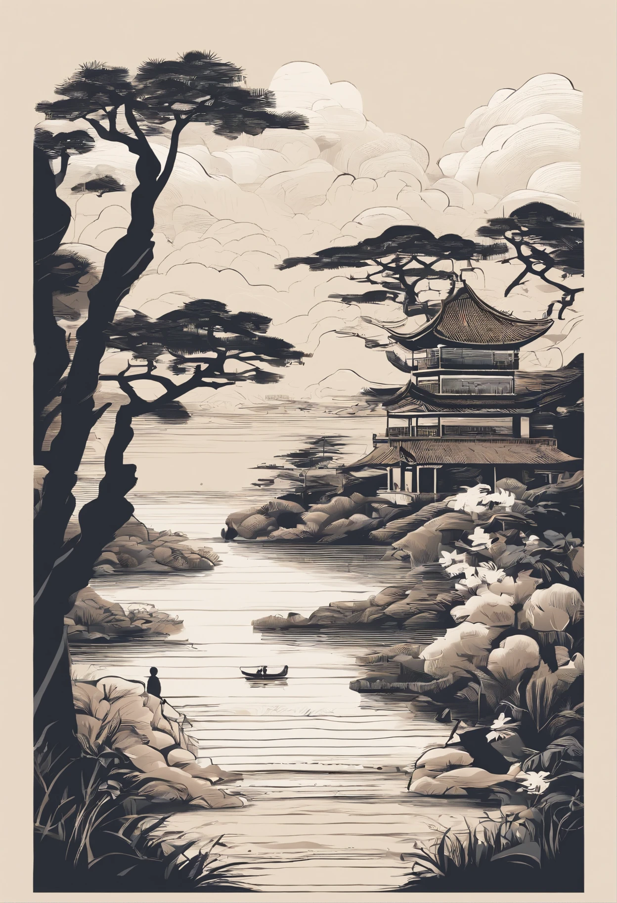 Paisagens chinesas antigas,old buildings,pavilions,Vigas e pinturas esculpidas,Enchanting scenery,Inspirado nas artes marciais de Jin Yong,raios de sol,estilo de pintura a tinta,cor limpa,corte decisivo,Leave white space,impressionista,tmasterpiece,hiper-detalhado,Epic composition, alta qulidade, HighestQuali,