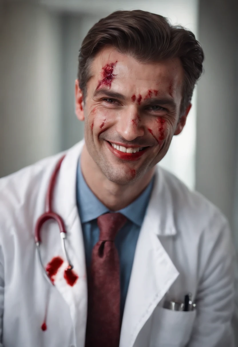 bloodied devil doctor man smile