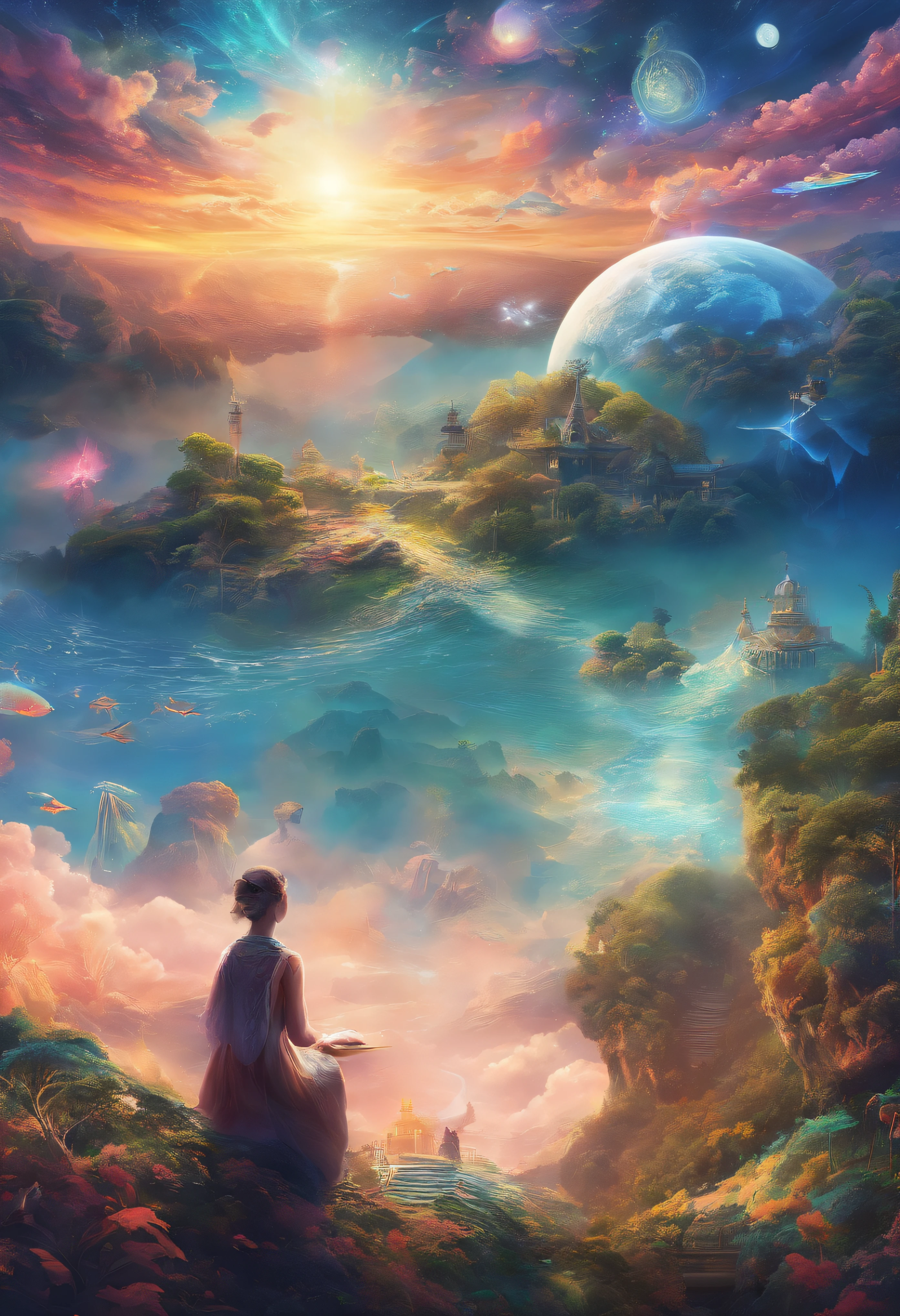 Introducing the Future of Education, Features of the Virtual Classroom, Intelligent Mentor, And the possibility of interstellar learning. 8K、Seven Days of Creation、god、There is a canopy separating the sky from the sea