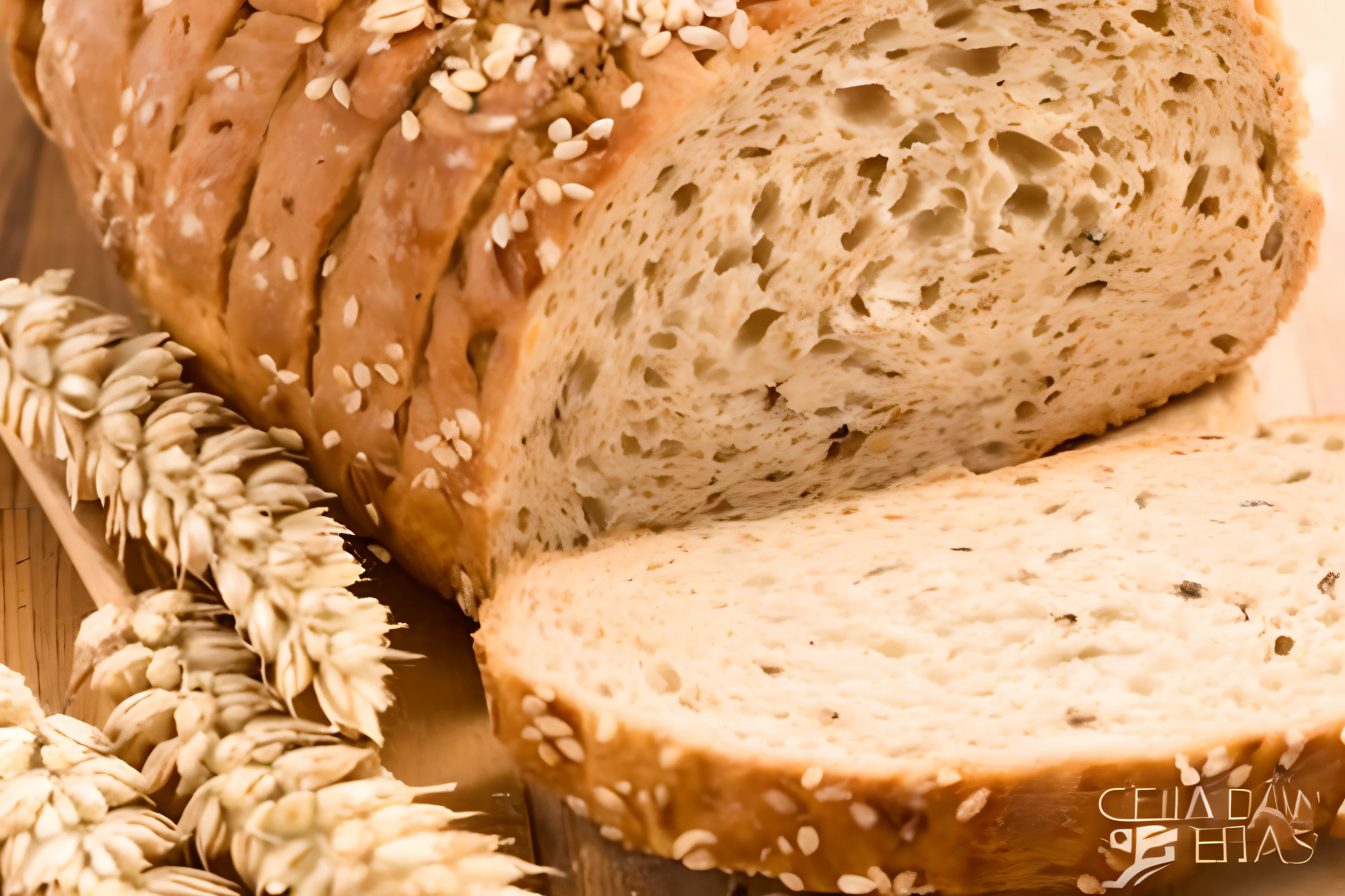 a close up of a loaf of bread with a slice cut out, heavy grain high quality, brown bread with sliced salo, high grain, loaves, bread, breads, strong pixar wheat bread warrior, strong grain, with bread in the slots, luscious with sesame seeds, teeth between bread and patty, by Josef Dande, grain
