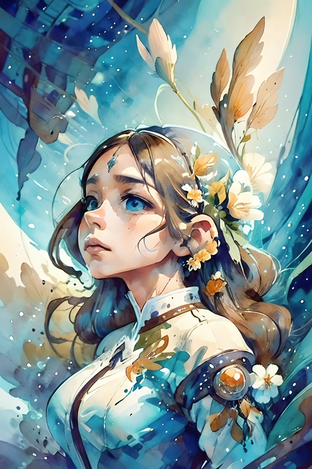 centered detailed of a art nouveau painting on white background, floating in space by ernst haeckel and james gilleard 4 k trending at behance award winning masterpiece with incredible details hyperrealistic hd octane render volumetric lighting god rays 8k post-processing