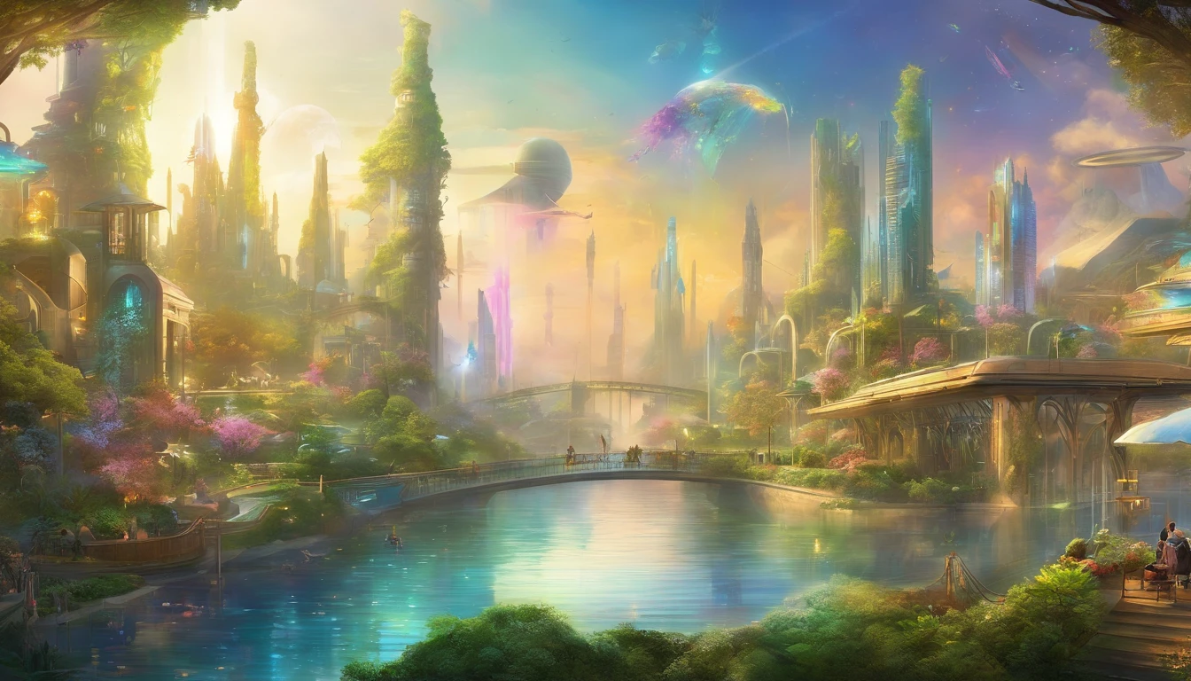 (best quality,highres),(realistic:1.37),(HDR,stunning details),(vivid colors),(bokeh)
biologized buildings and landscapes(bioluminescent),(organic materials),
super-high-tech transportation systems (futuristic aircrafts),
a peaceful and idyllic utopian city(utopian),
emerging technologies and advanced infrastructure,
the harmonious integration of nature and technology,
glowing plants and trees emitting soft and enchanting lights,
urban gardens and rooftop farms providing fresh and sustainable food,
people enjoying a healthy and eco-friendly lifestyle, (happy,healthy residents),
stylish and modern architecture with unique designs,
a clean and pollution-free environment,
efficient and sustainable energy sources powering the city,
innovative biotechnology improving the quality of life,
a sense of unity and community among the residents,
an atmosphere of innovation and creativity,
a vibrant and bustling cityscape with bustling street markets,
the sound of laughter and joyful conversations,
the distant hum of electric vehicles and hoverboards,
a skyline adorned with stunning bioluminescent displays,
a utopian society living in harmony with nature and technology,
where dreams and aspirations come to life and flourish in this biophyll utopia.
