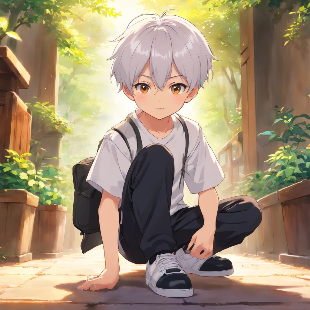 Cute cute anime boy cute  with medium cute white hair cute white shirt with sleeves cut with black pants white shoe , Anime Art Wallpaper 8K, Anime Wallaper, estilo anime 4K, Anime Art Wallpaper 4K, Anime Art Wallpaper 4K, Estilo anime bonito, menino anime bonita, Anime boy with medium hair , very cute cute boy cute childe, menino anime bonito, 4k anime wallpapers