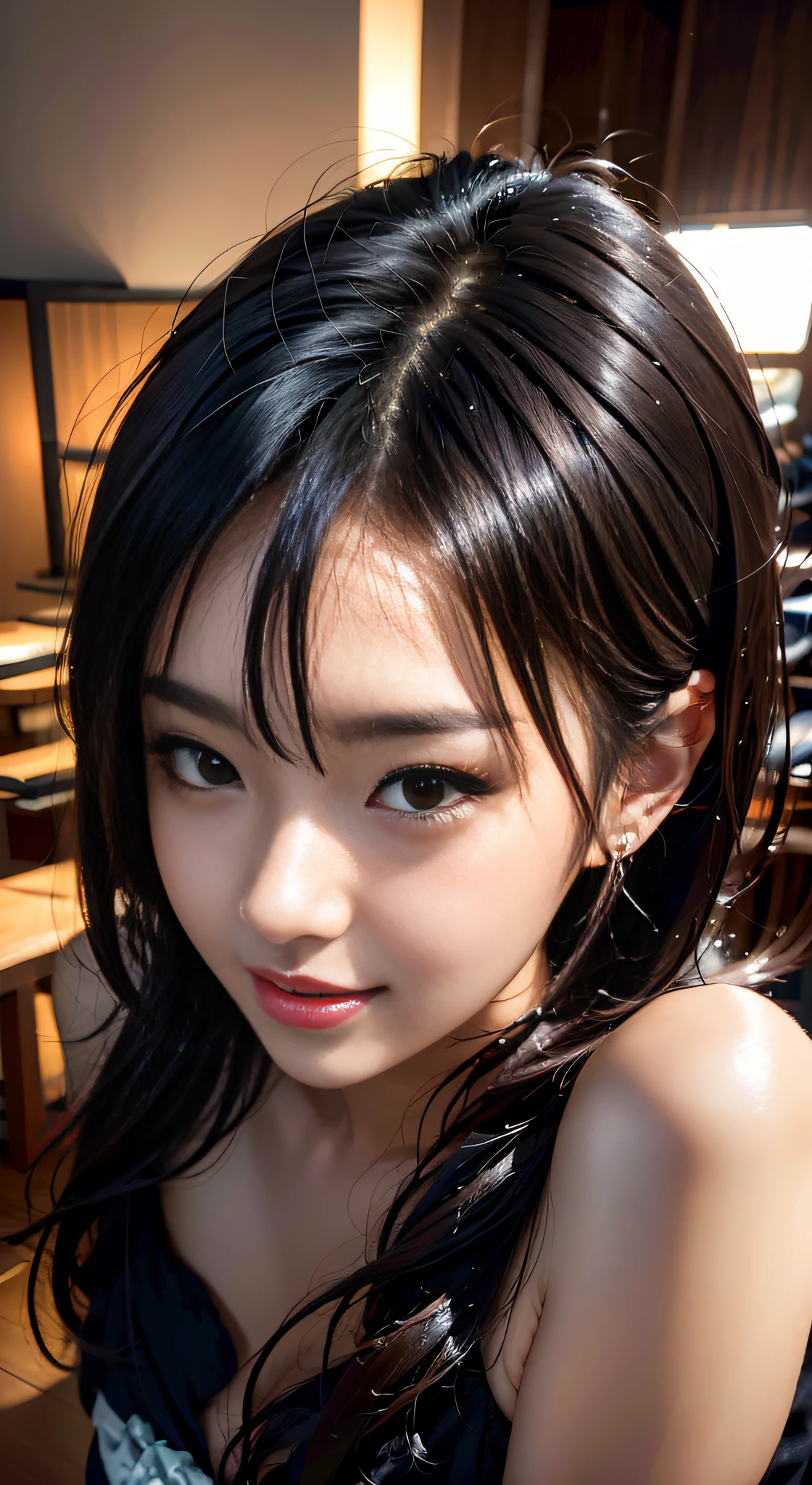 Black hair, hair bobbles, wince, longeyelashes, Solid Circle Eyes, Fake animal ears, lightsmile, ear blush, tusk, surrealism, drop shadow, anaglyph, stereograms, Tachi-e, POV, Atmospheric perspective, 8K, Super Detail, ccurate, Best Quality, nffsw, retinas, ccurate, Anatomically correct, Textured skin, Super Detail, High quality, Best Quality, hight resolution, 1080p, hard disk, 8K、cute seductive smile, Beautiful Asian Girl, Beautiful Asian Woman, friendly seductive smile, cute young woman, Beautiful young asian woman, young cute wan asian face, Korean Girl, with a seductive smile, Young Asian Girl