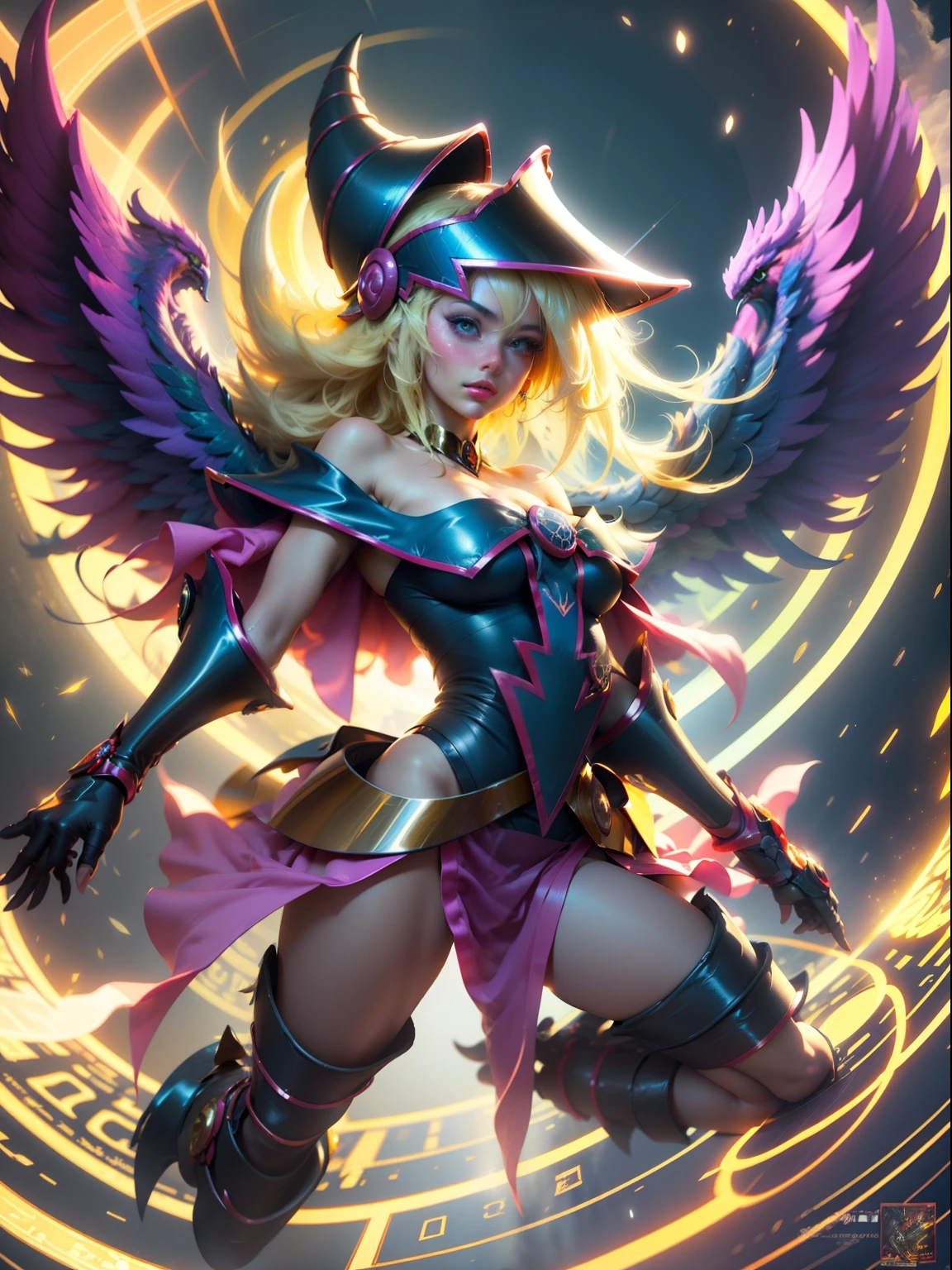 Hermosa joven maga oscura:2 Angel version with open wings:1, Brillante y brillante ser angelical, Grandes alas doradas brillantes:3 Mandala divino, etherial wings, epic angel wings, Alas angelicales infinitas, Futuristic robot angel, Motor de renderizado irreal + una diosa, Alas hechas de luz, The Solar Punk Phoenix. motor irreal, genial. Dark Magician Angel Girl Version. Levitando en un fondo griego. Columnas, estatuas. high resolusion.