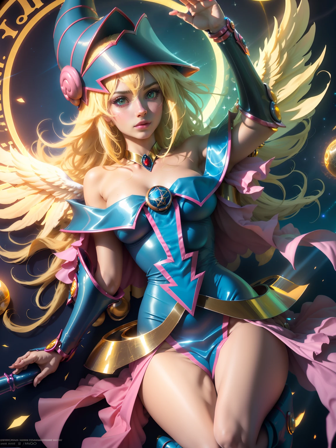 Hermosa joven maga oscura:2 Angel version with open wings:1, Brillante y brillante ser angelical, Grandes alas doradas brillantes:3 Mandala divino, etherial wings, epic angel wings, Alas angelicales infinitas, Futuristic robot angel, Motor de renderizado irreal + una diosa, Alas hechas de luz, The Solar Punk Phoenix. motor irreal, genial. Dark Magician Angel Girl Version. Levitando en un fondo griego. Columnas, estatuas. High-resolution love