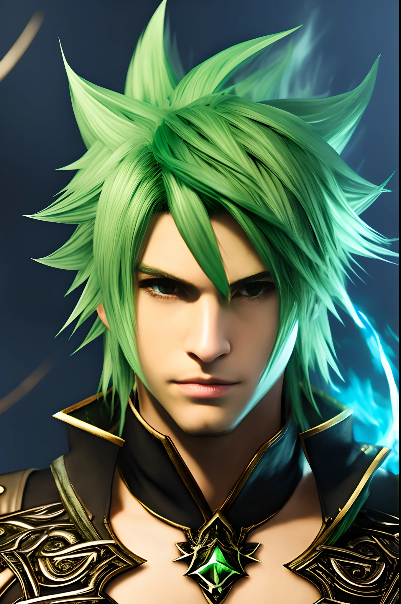 final fantasy xiv　Green hair　male people　Sorcerer