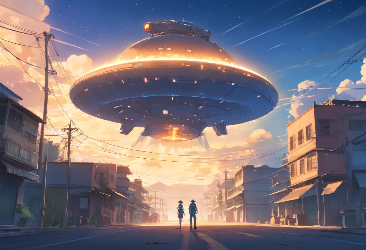 Apocalyptic War, tons de branco, portanto, um deserto, sobrevivente, , sombreamento, atmosfera sombria, escura, ((noite)), Banners, capa do livro,deserto,Estilo ocidental,Construction of vacant lots,Robot cowboys,Cidade Ocidental,Motocicleta,a revolver,Muralha do castelo,(flying saucer in the sky), Alto contraste