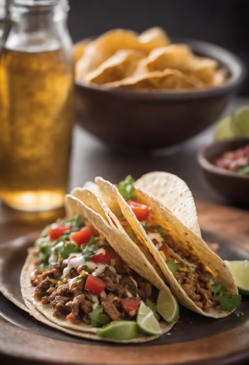 tacos mexicanos , sabrosa, caliente, foto promocional, detalles intrincados, hdr, kinematics, adobe lightroom, muy detallada