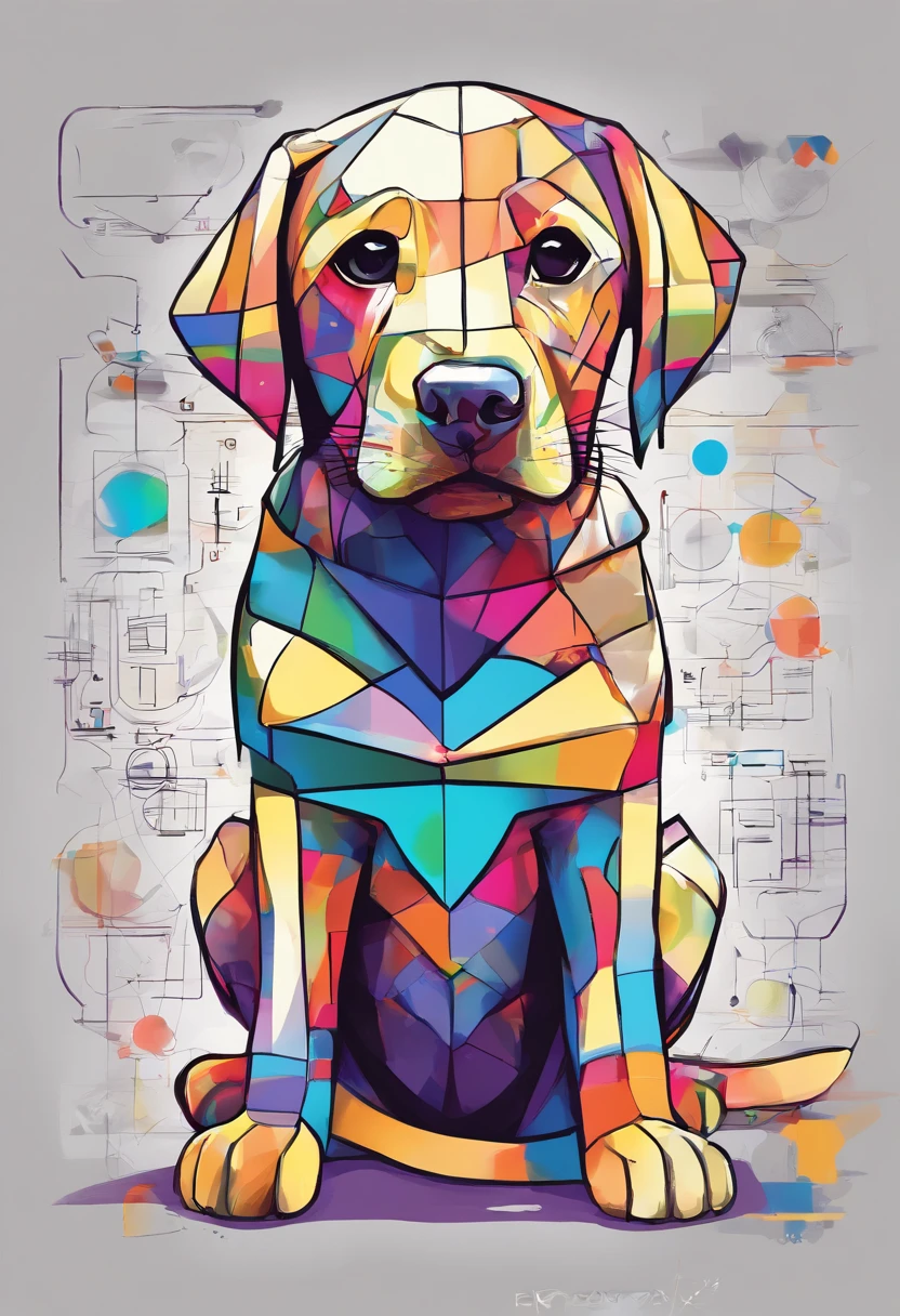 (cachorro labrador ),(melhor pose),(best angle), (better expression), Eduardo Kobra acolchoamento ,multidimensional geometric wall PORTRAIT, arte, Chibi,Yang08k, lindo, Colouring,