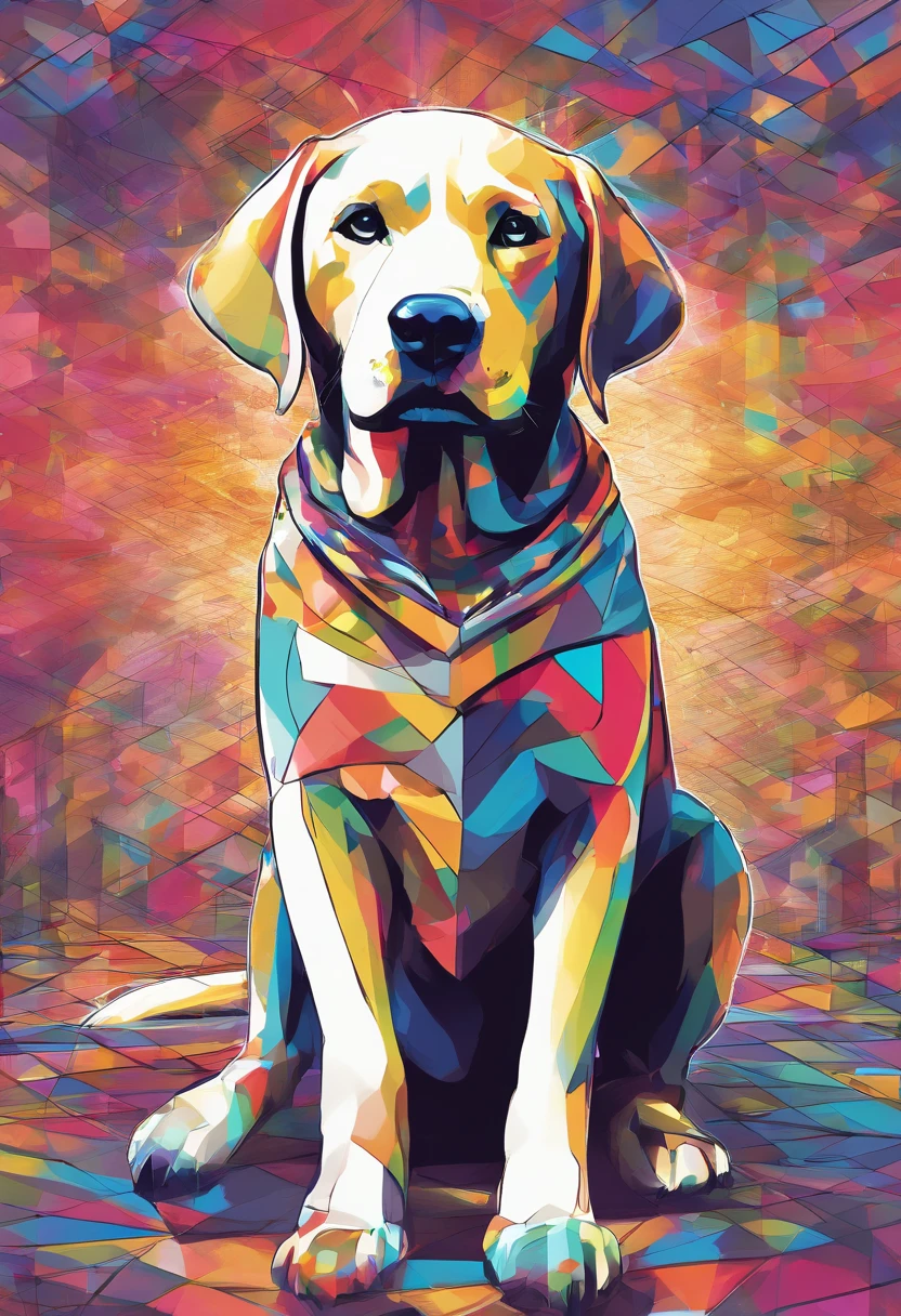 (cachorro labrador  ),(melhor pose),(best angle), (better expression), Eduardo Kobra acolchoamento ,multidimensional geometric wall PORTRAIT, arte, Chibi,Yang08k, lindo, Colouring,
