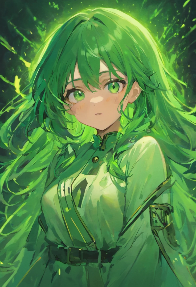 A woman who looks like a handsome man，Long dark green hair，Green eyes，The expression is cold，A poisonous snake wrapped around his neck，Wearing delicate white clothes。