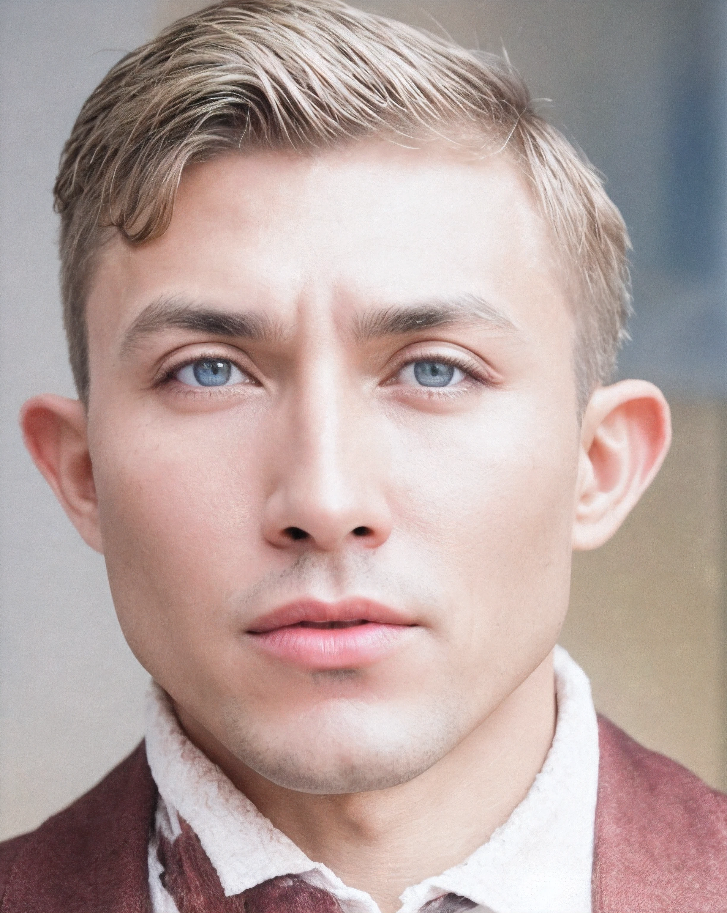 Homem de cabelos castanhos claros, olhos azuis, pele clara, raw photo, amazing photograph, best quality, 8K, high quality, Ultra detailed, (best quality), (high detailed skin, full sharp:1.2), 8k uhd, dslr, detailed face, (Sharp face), detailed eyes,