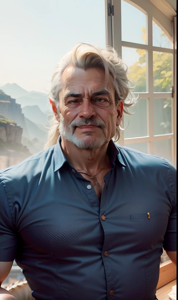 O homem de meia-idade estava vestido com uma luxuosa camisa cinza, and the dragon walked a little majestically, e as sobrancelhas grossas em seu rosto adicionavam um pouco de orgulho a isso --auto --s2