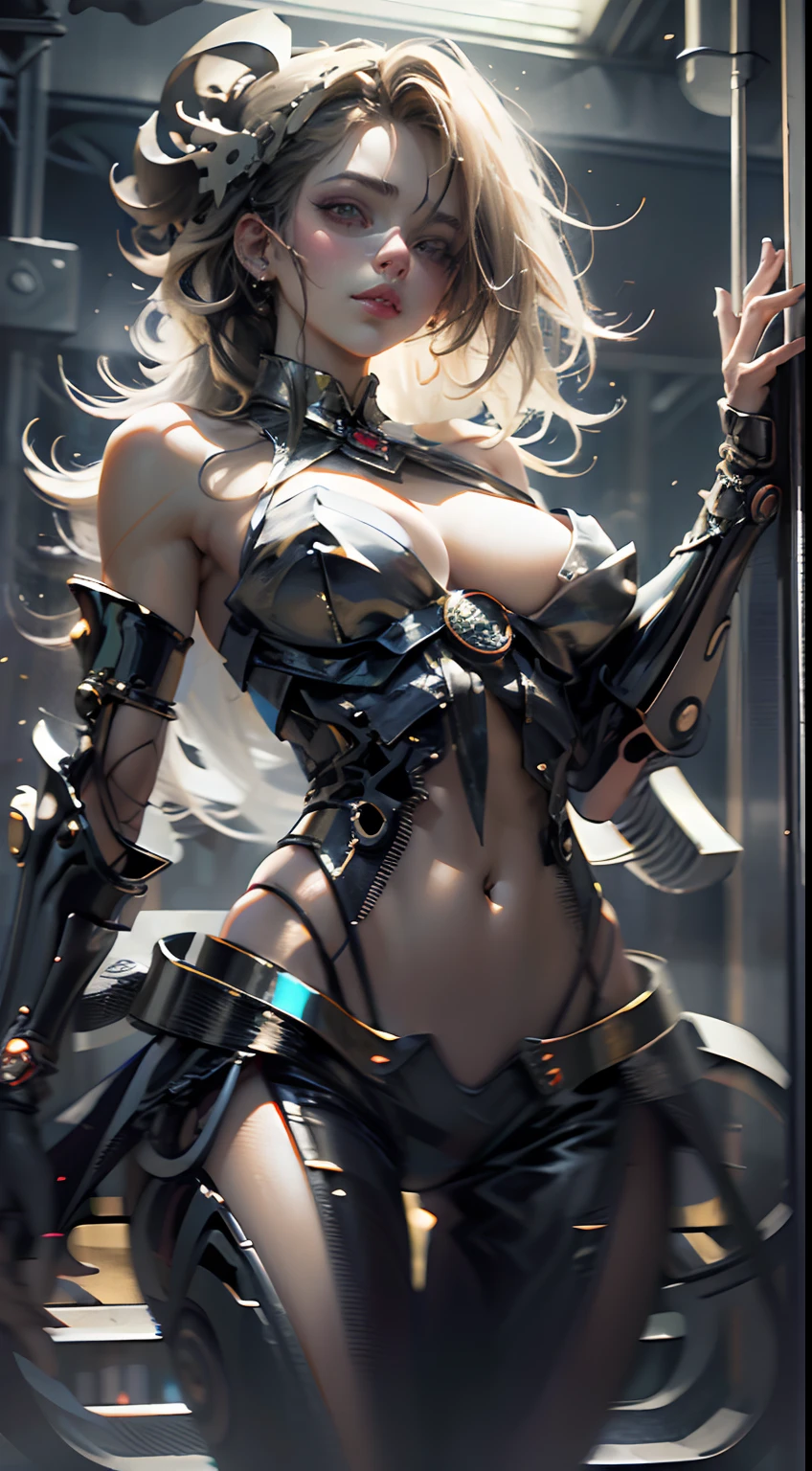 NSFW chica maga oscura, Cubierta de cristal, parte superior del cuerpo, Disparo lateral, Color alternativo, obra maestra, detailed illustration, realista, Pixiv Calidad superior, exquisito, {{{Linda 1chica Maga Oscura}}}, Super beauty merging with the machine, Elaborate shabby chic pattern, Mujer hermosa y brillante, Half of my body is made of machine, Cuerpo de vidrio transparente, The machine inside is transparent, cinematic lighting, Dynamic Angle, dynamic pose, Mundo de Cristal, profundidad de campo. Ara de magia al Fondo. Magical hearts