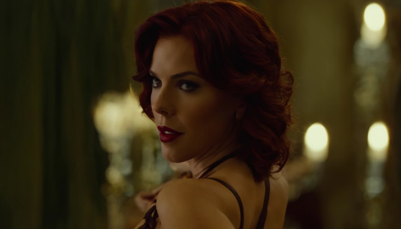 from pirates of the caribbean <lora:pirates_of_the_caribbean_offset:1>, photo of a woman, naked, dark room red hair