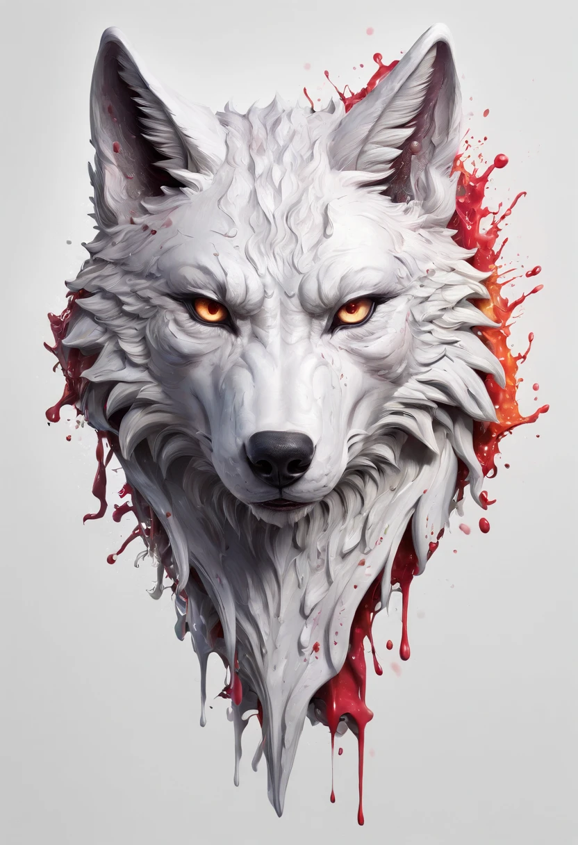 Splash art, a wolf head, ((white background)), piercing eyes, epic Instagram, artstation, splash style of colorful paint, contour, hyperdetailed intricately detailed , unreal engine, fantastical, intricate detail, splash screen, complementary colors, fantasy concept art, 8k resolution, deviantart masterpiece, oil painting, heavy strokes, paint dripping, splash arts