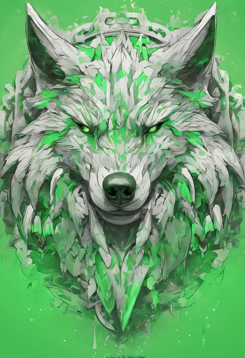 Splash art, a wolf's head, ((fundo verde green screen)), olhos penetrantes, epic instagram, artstation, estilo splash de tinta colorida, contorno, hiperdetalhado intricadamente detalhado, motor irreal, genial, detalhes intrincados, tela inicial, cores complementares, conceito de fantasia arte, 8K分辨率, obra-prima do deviantart, oil-painting, pinceladas pesadas, pingos de tinta, splash arts
