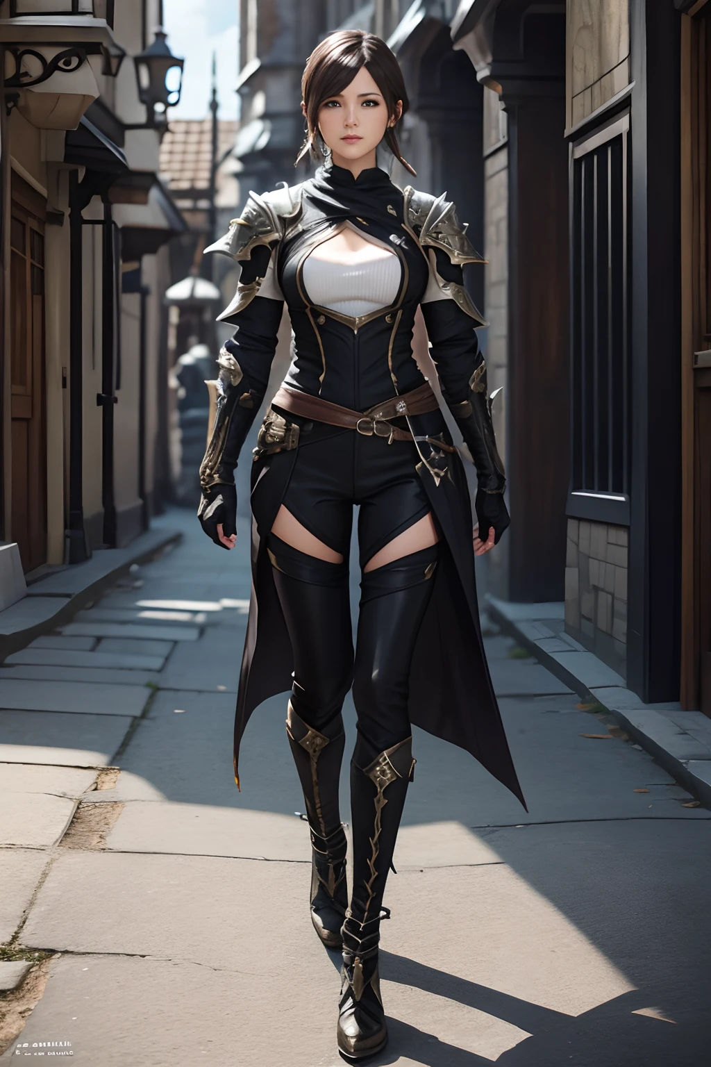 final fantasy xiv Woman in cool armor all over her body trouser high-necked Full body tights