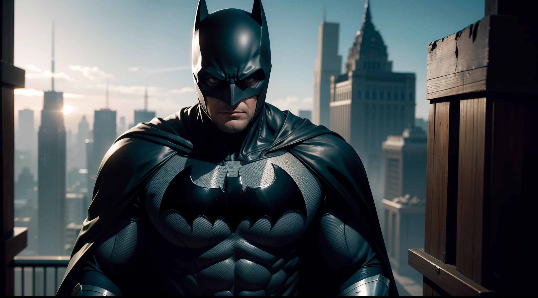 Batman от DC Comics, CGI with clear focus, Photorealistic, high detail, Realistic, Masterpiece, absurdress, Best Quality, HDR, hiquality, hight resolution, Extremely detailed, 8k wallpaper, intricate details, 8K UHD, Full-HD, (foto realista:1.2), Contrast, sharp lighting, Cinematic lighting, natural lighting, hard light, Backlighting, Global Illumination, Environment Occlusion