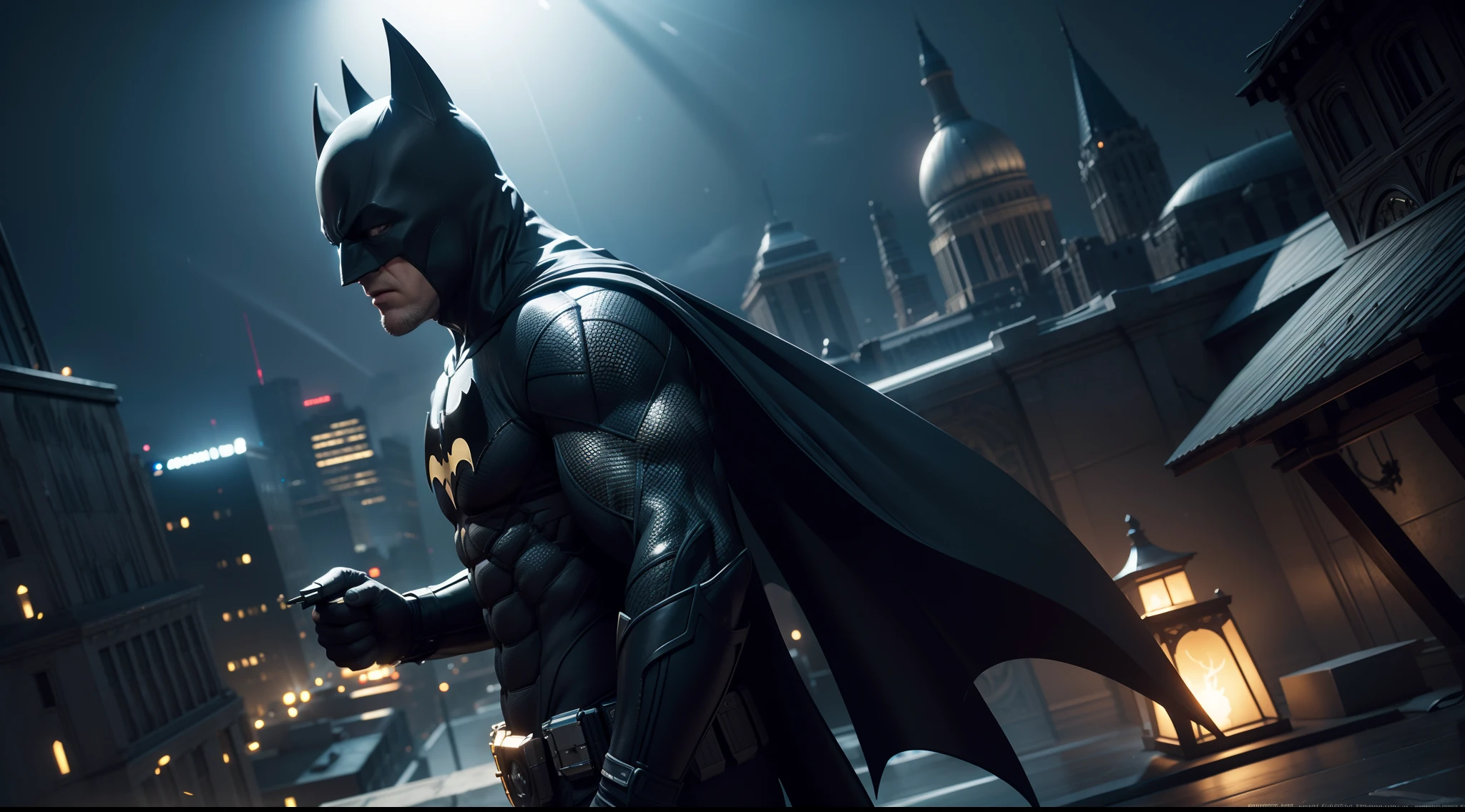 Batman от DC Comics, CGI with clear focus, Photorealistic, high detail, Realistic, Masterpiece, absurdress, Best Quality, HDR, hiquality, hight resolution, Extremely detailed, 8k wallpaper, intricate details, 8K UHD, Full-HD, (foto realista:1.2), Contrast, sharp lighting, Cinematic lighting, natural lighting, hard light, Backlighting, Global Illumination, Environment Occlusion