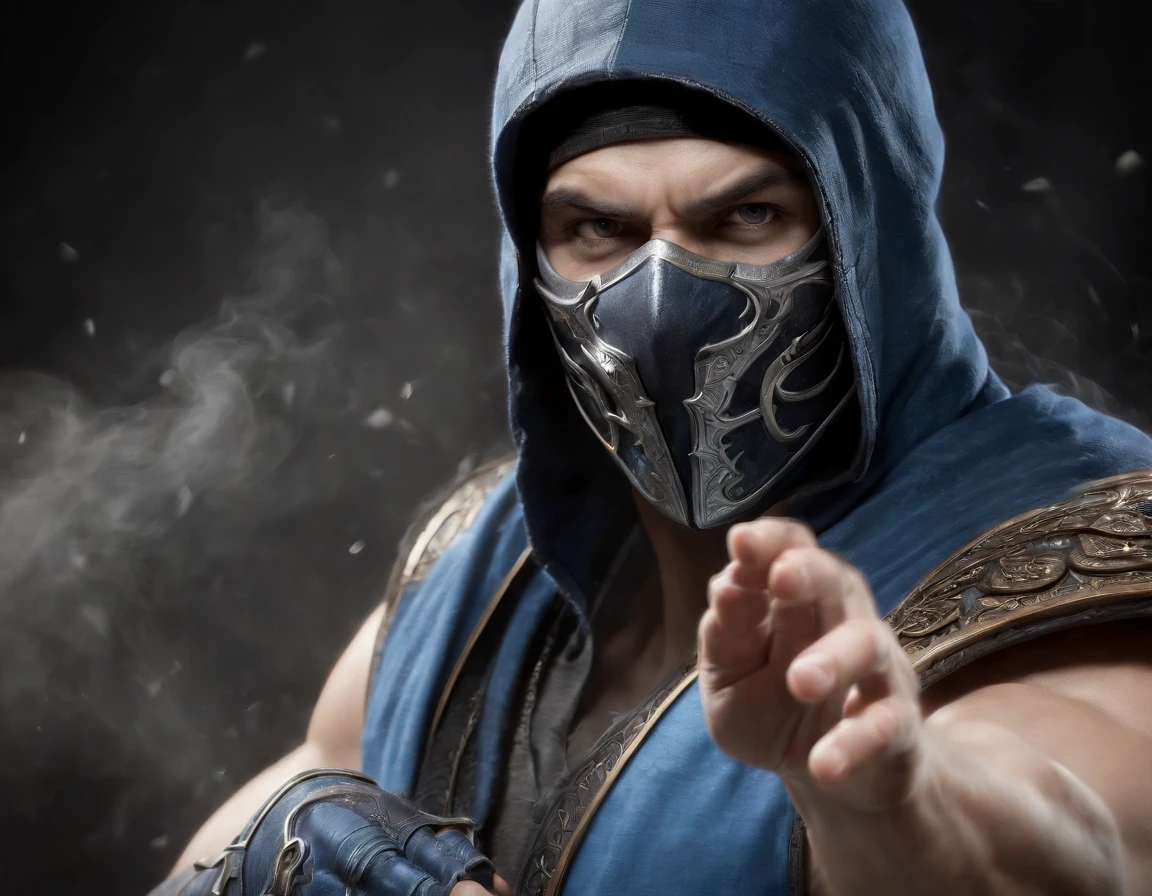 ((Subzero do mortal Kombat, ultra realistic)), (((corpo inteiro))), ((perfect hands)), atordoante, hyper realistic, octan render, surrounded by the effect of smoke and lightning, Estilo Mortal Kombat, fundo antigo, elegante, atordoante, (papel de parede), arte conceitual, detalhes intrincados, altamente detalhado, ((cinemactic)), Dramatic, (extremely high quality, Concedido, master part:1.5), (fotorrealista:1.5), fotografia, Realistic photo, Nikon, Luz Natural, 4k, highes definition, XF IQ4, 150MP, 50 millimeters, ISO 1000 Certification, 1/250 Anos, Luz Natural, Adobe Lightroom, photolab, Photographic Affinity, PhotoDirector 365,