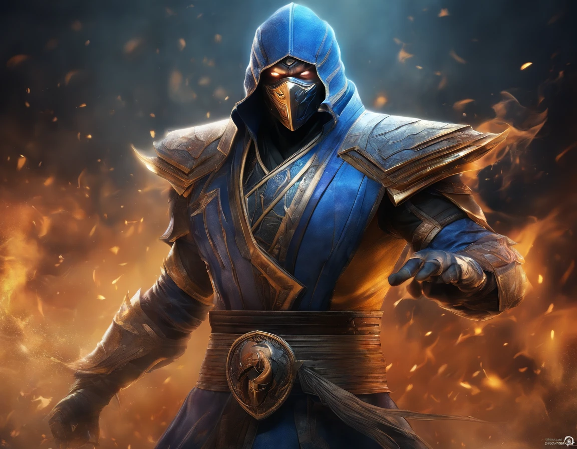 ((Subzero do mortal Kombat, ultra realistic)), (((corpo inteiro))), ((perfect hands)), atordoante, hyper realistic, octan render, surrounded by the effect of smoke and lightning, Estilo Mortal Kombat, fundo antigo, elegante, atordoante, (papel de parede), arte conceitual, detalhes intrincados, altamente detalhado, ((cinemactic)), Dramatic, (extremely high quality, Concedido, master part:1.5), (fotorrealista:1.5), fotografia, Realistic photo, Nikon, Luz Natural, 4k, highes definition, XF IQ4, 150MP, 50 millimeters, ISO 1000 Certification, 1/250 Anos, Luz Natural, Adobe Lightroom, photolab, Photographic Affinity, PhotoDirector 365,